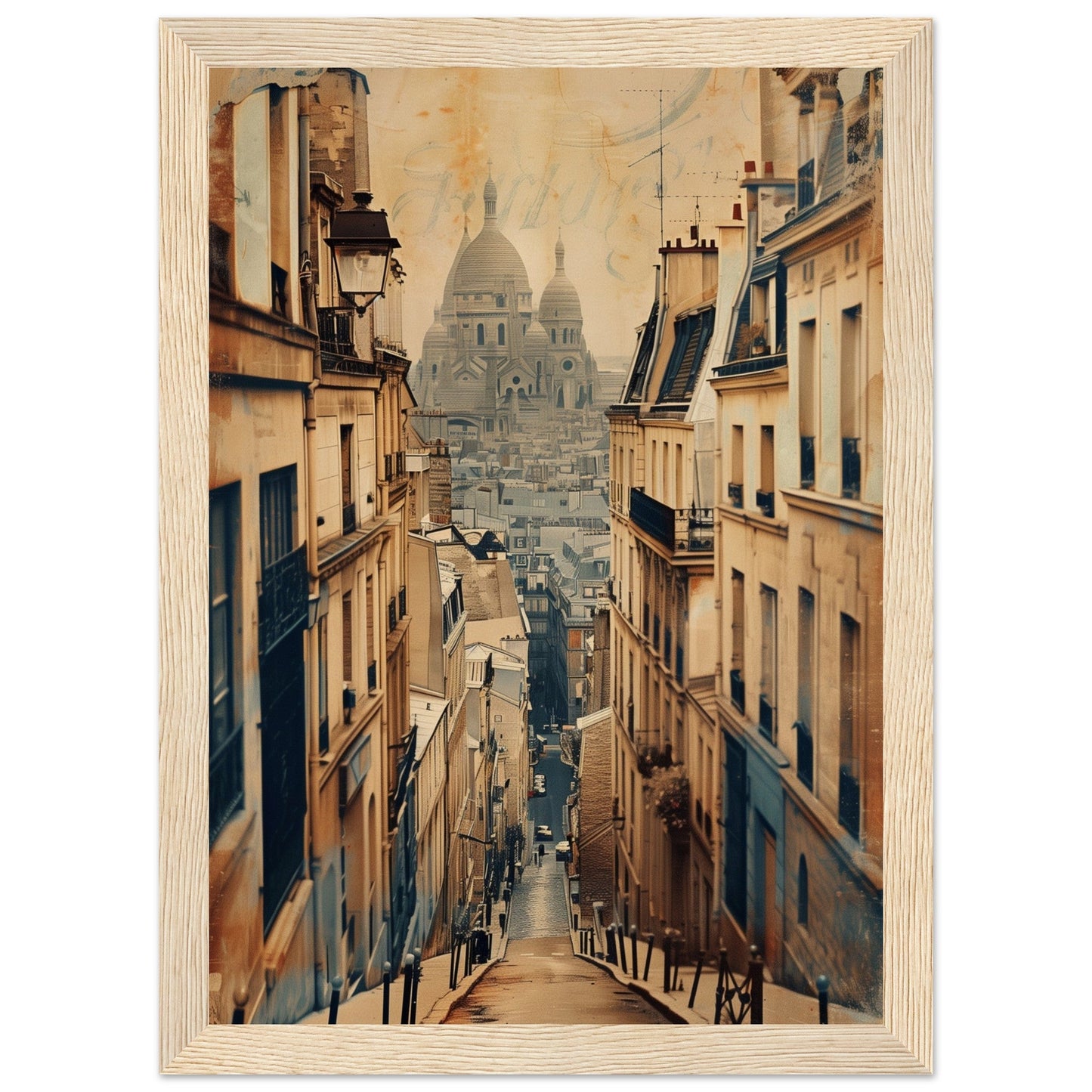 Affiche Ville Française ( 21x29.7-cm-Bois-clair)