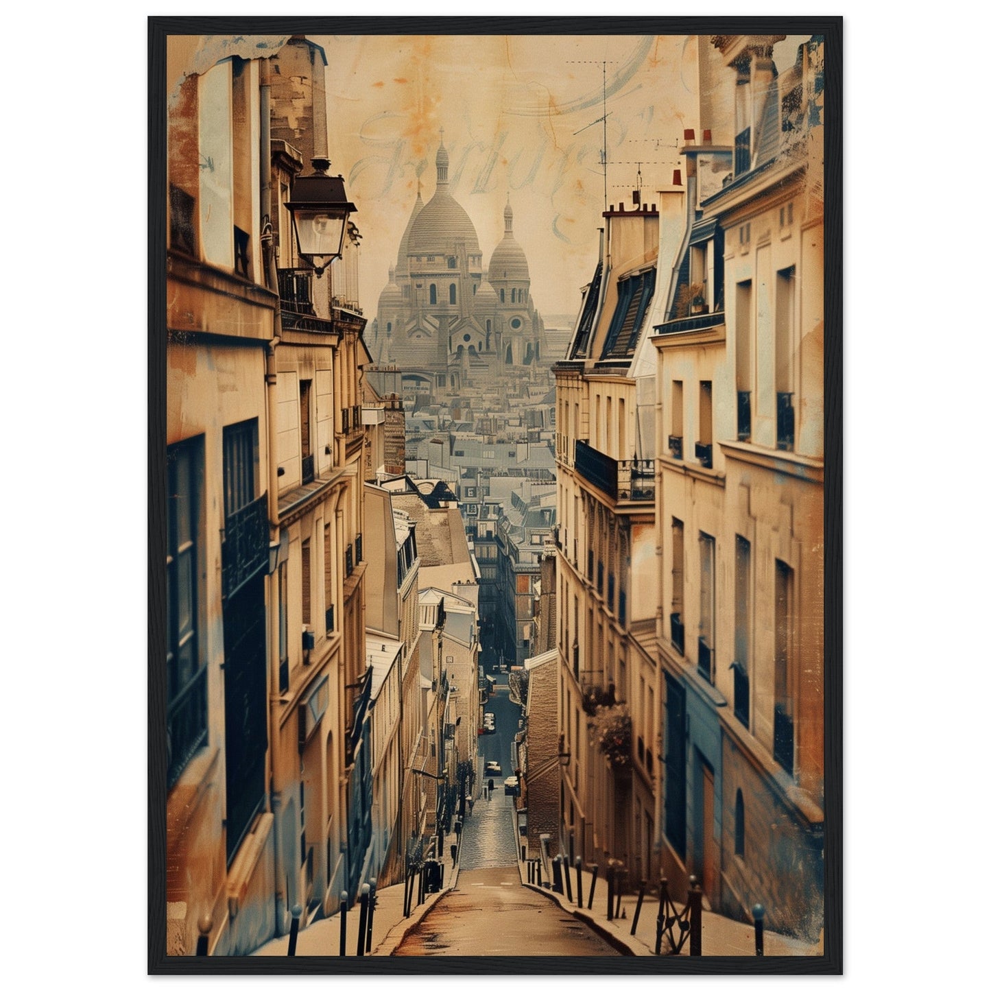 Affiche Ville Française ( 50x70-cm-Bois-noir)