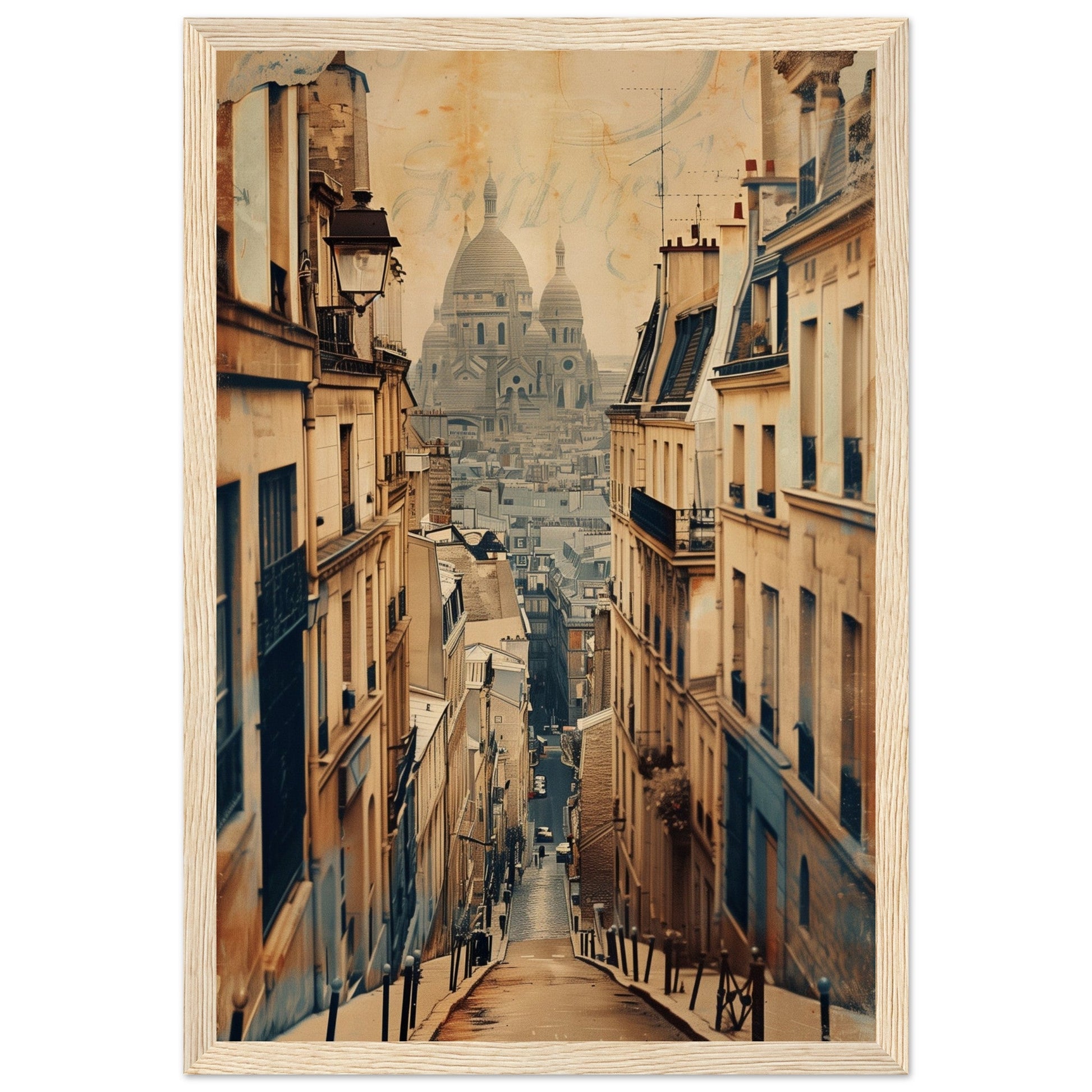 Affiche Ville Française ( 30x45-cm-Bois-clair)