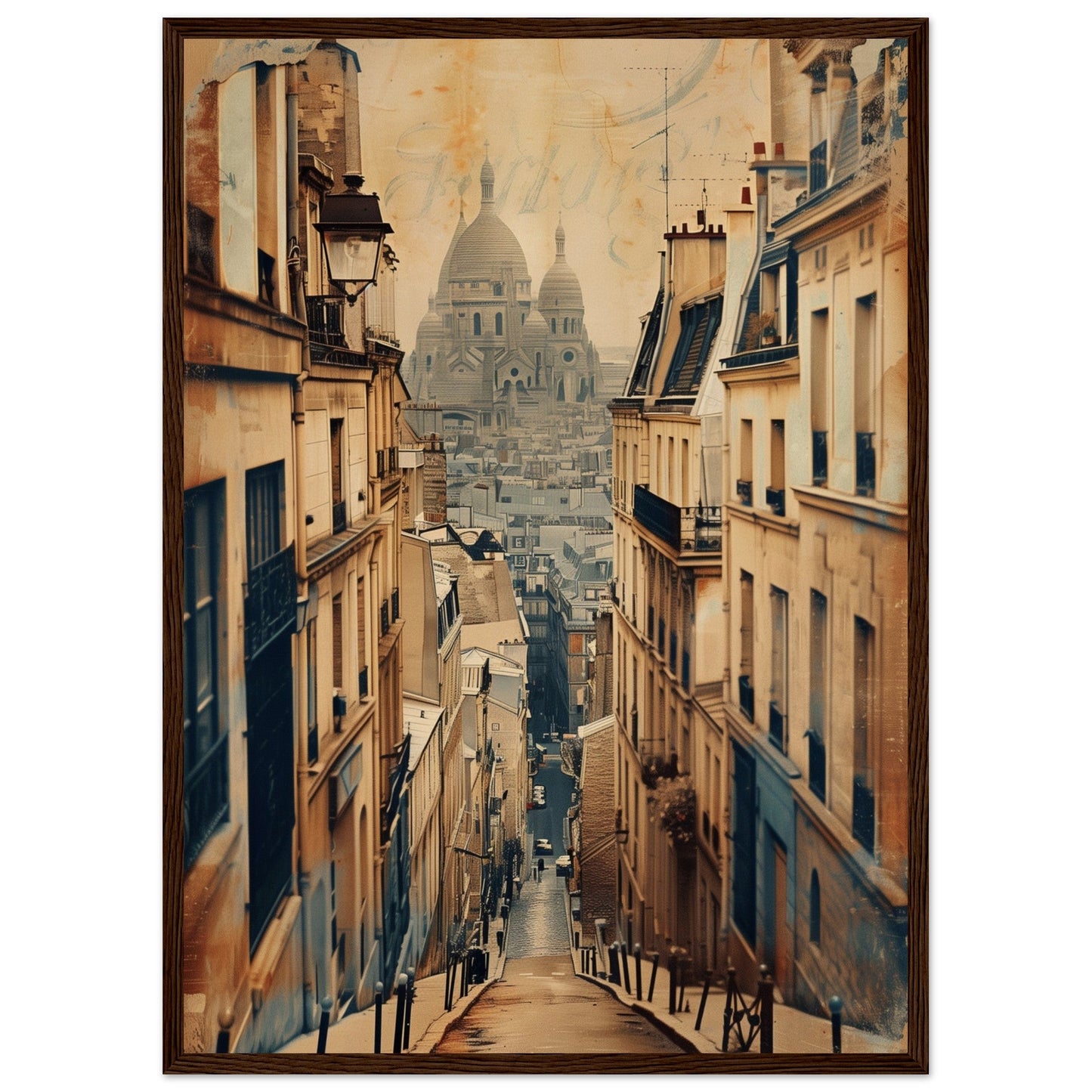 Affiche Ville Française ( 50x70-cm-Bois-foncé)