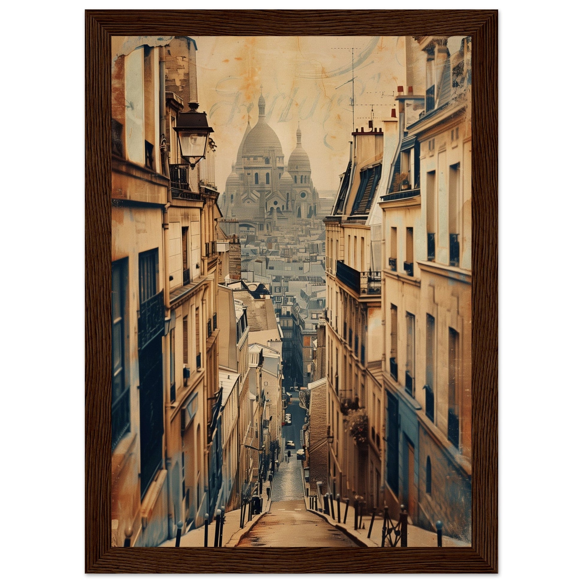 Affiche Ville Française ( 21x29.7-cm-Bois-foncé)