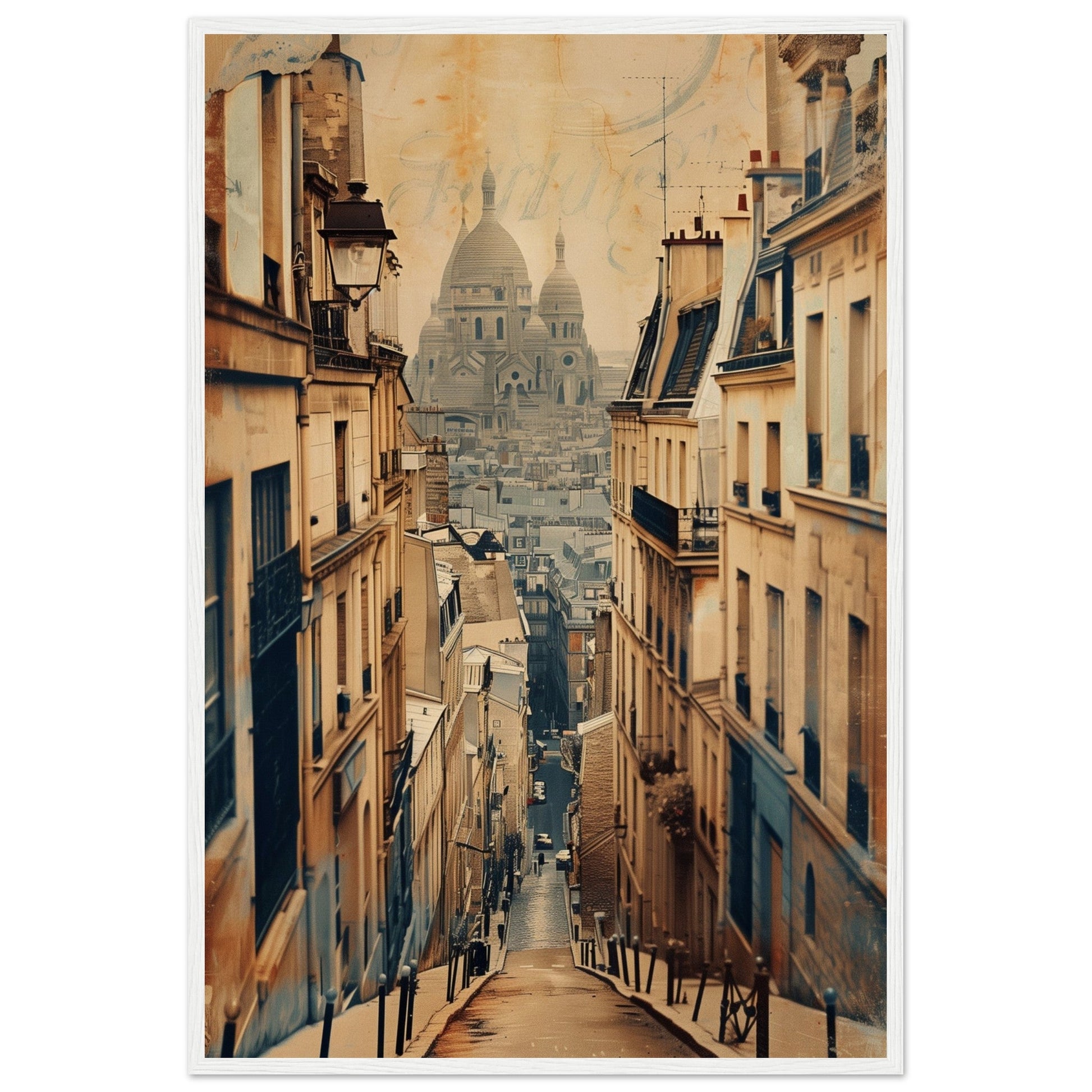 Affiche Ville Française ( 60x90-cm-Bois-blanc)