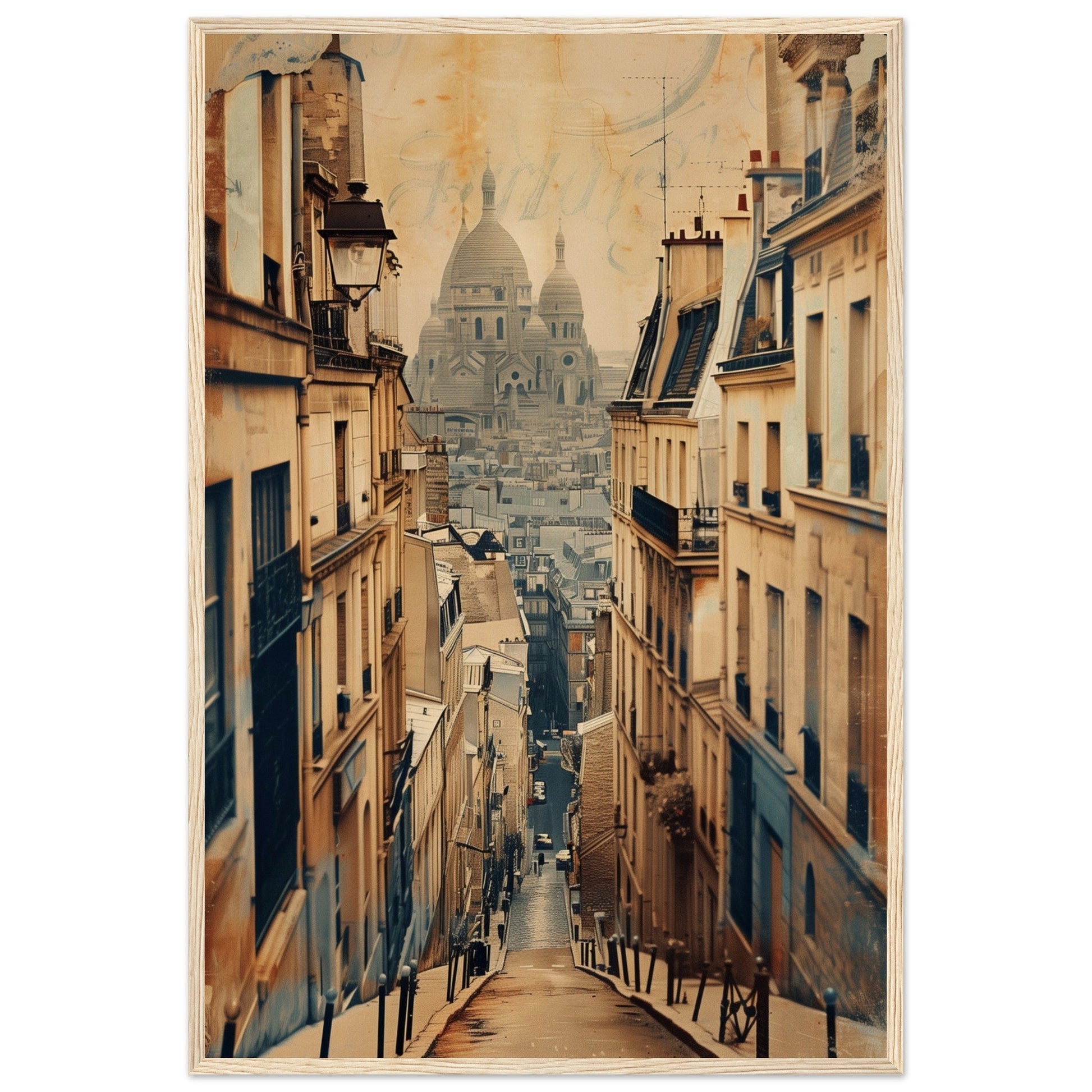 Affiche Ville Française ( 60x90-cm-Bois-clair)