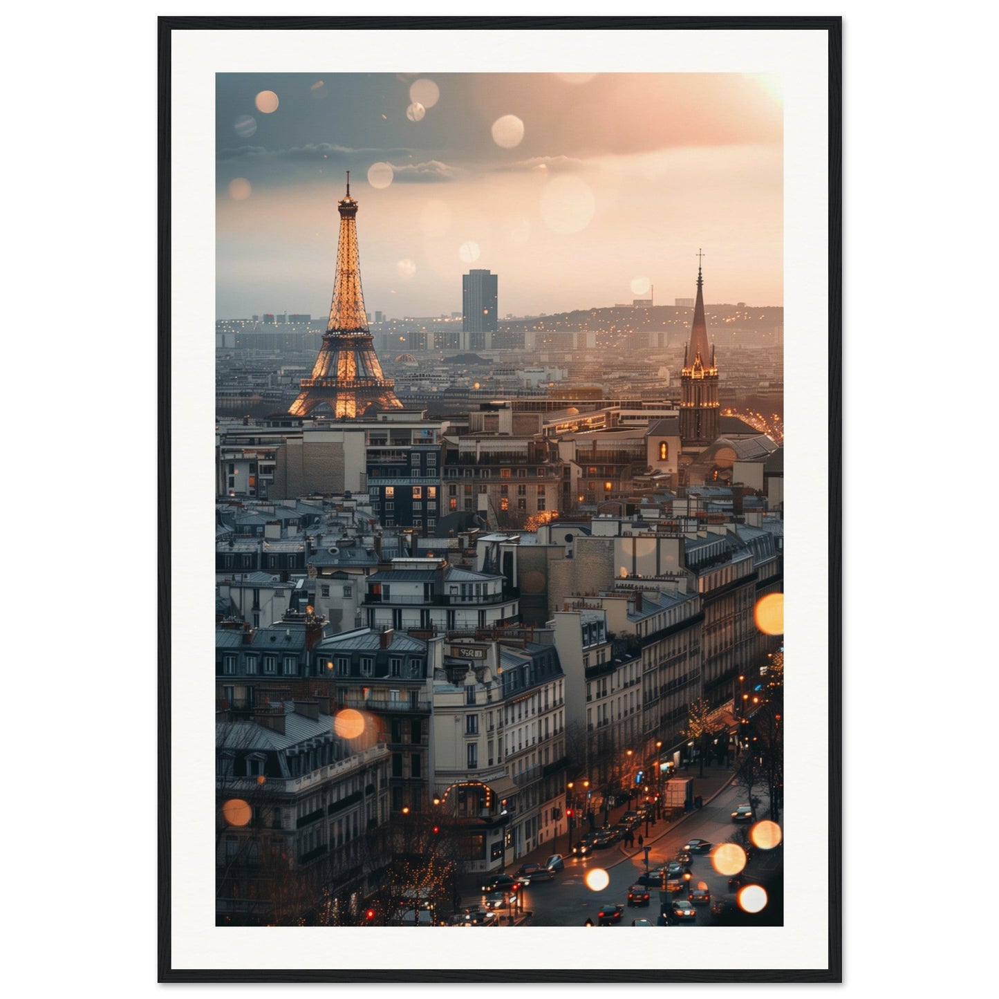 Affiche Ville Paris ( 70x100-cm-Bois-noir)