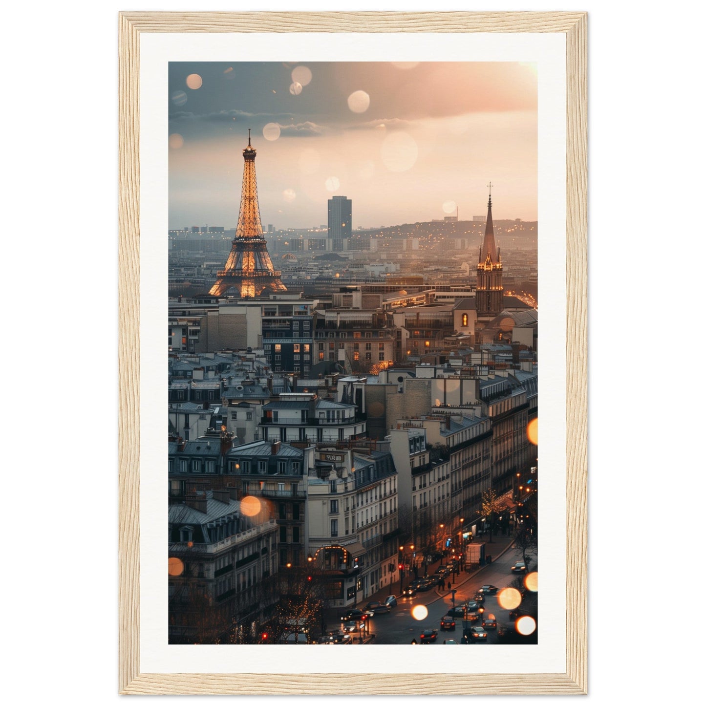 Affiche Ville Paris ( 30x45-cm-Bois-clair)