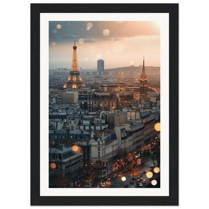 Affiche Ville Paris ( 21x29.7-cm-Bois-noir)