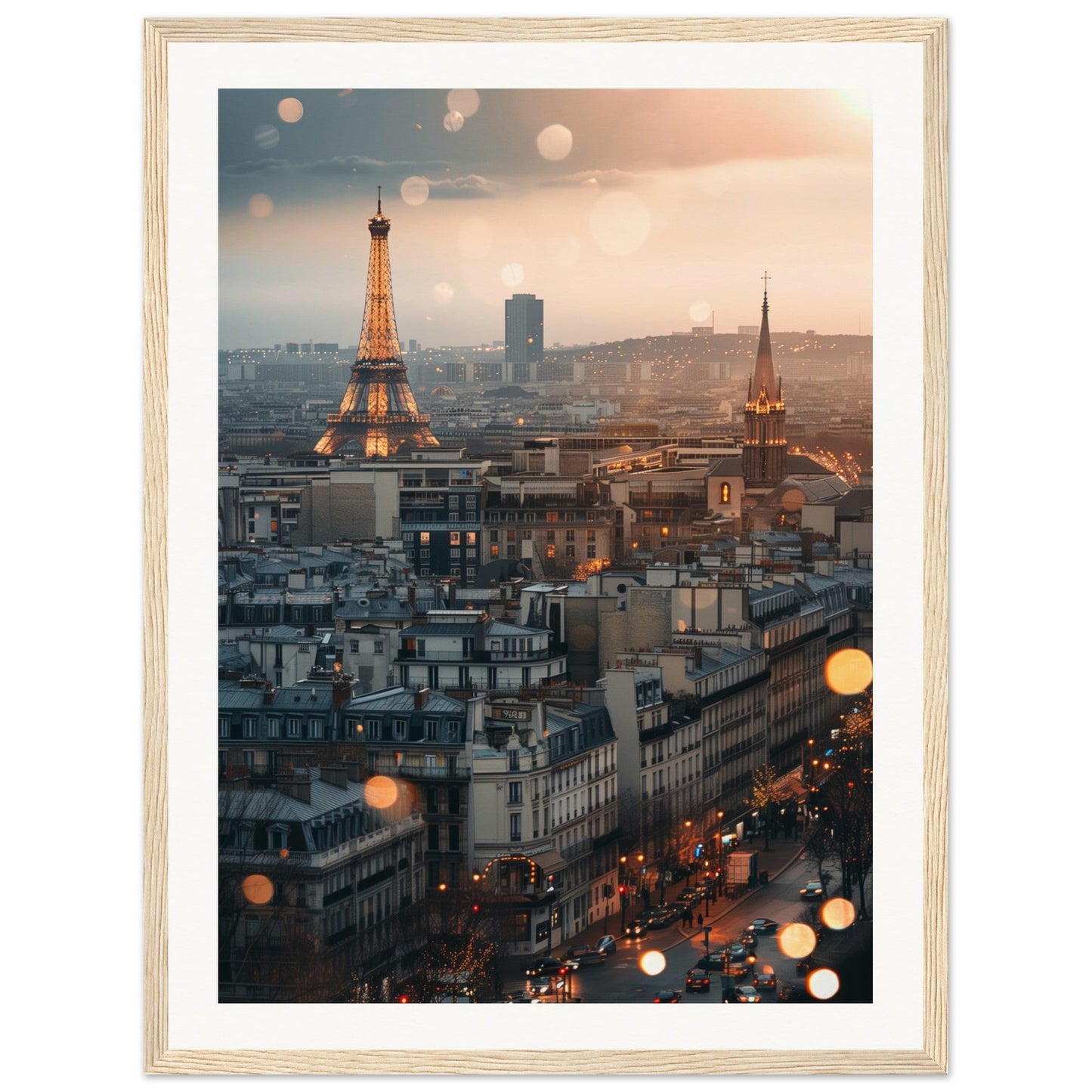 Affiche Ville Paris ( 45x60-cm-Bois-clair)