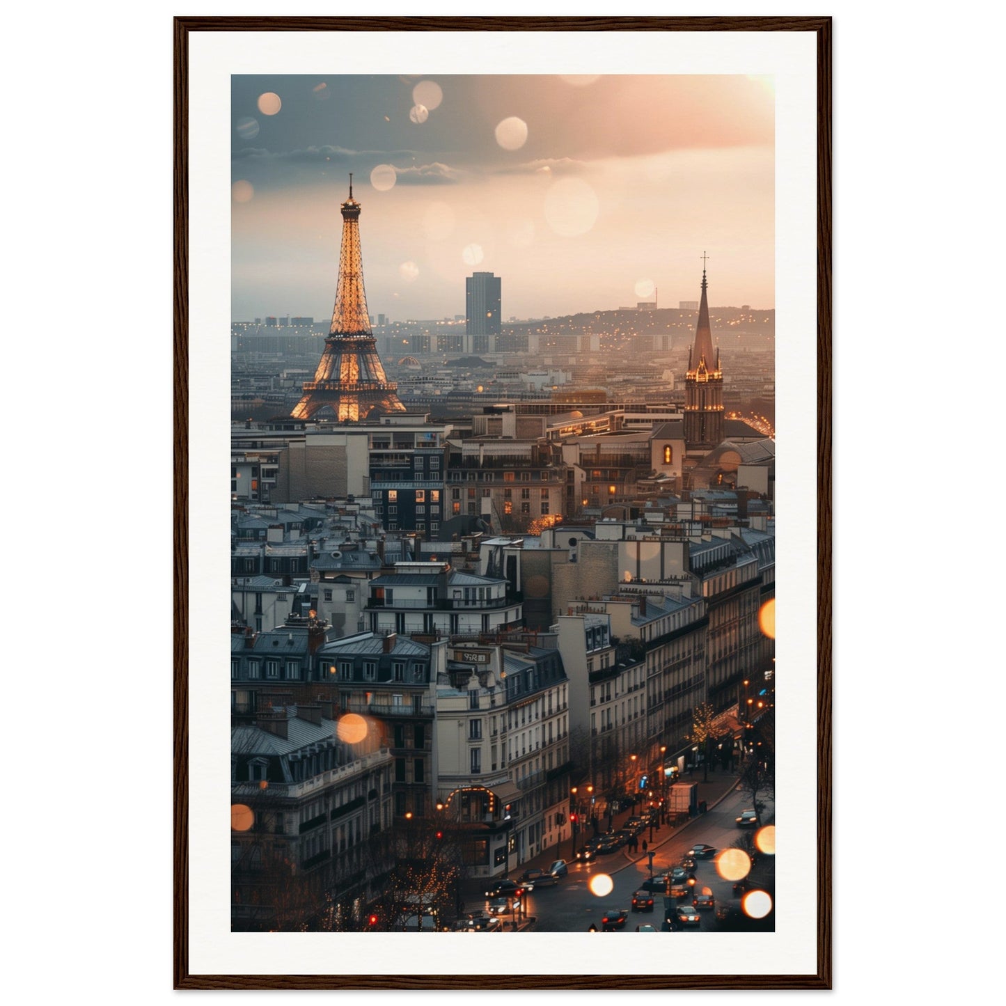 Affiche Ville Paris ( 60x90-cm-Bois-foncé)