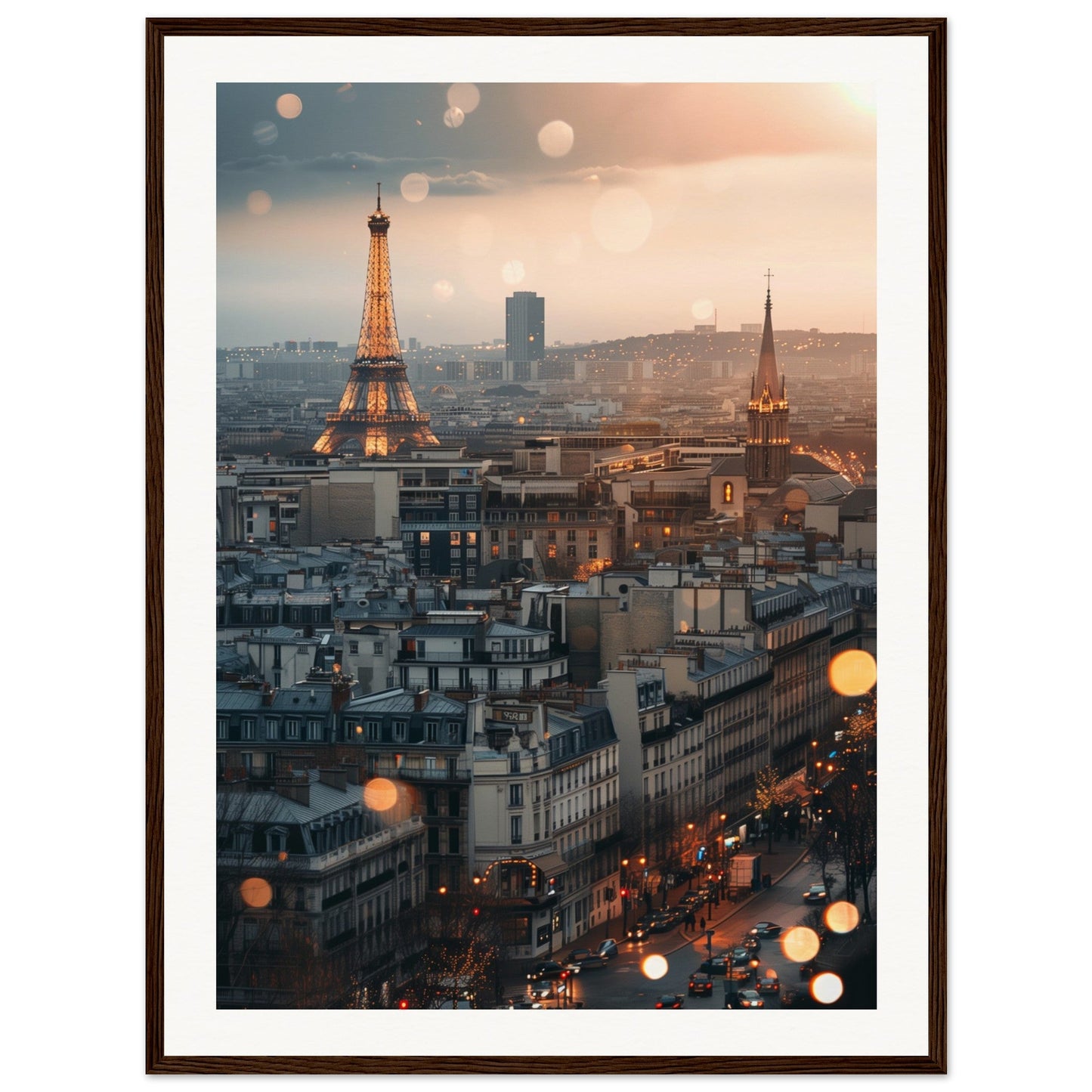 Affiche Ville Paris ( 60x80-cm-Bois-foncé)