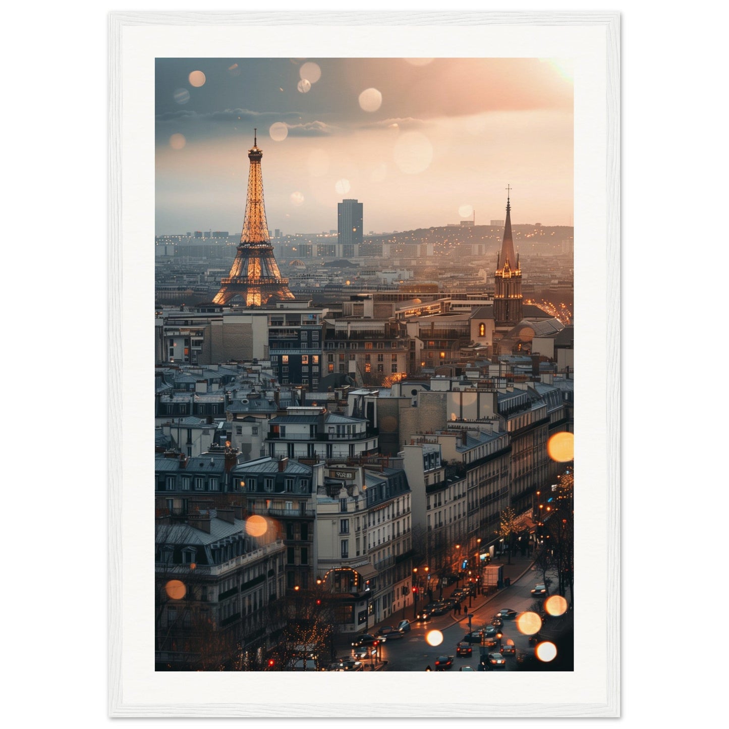 Affiche Ville Paris ( 50x70-cm-Bois-blanc)