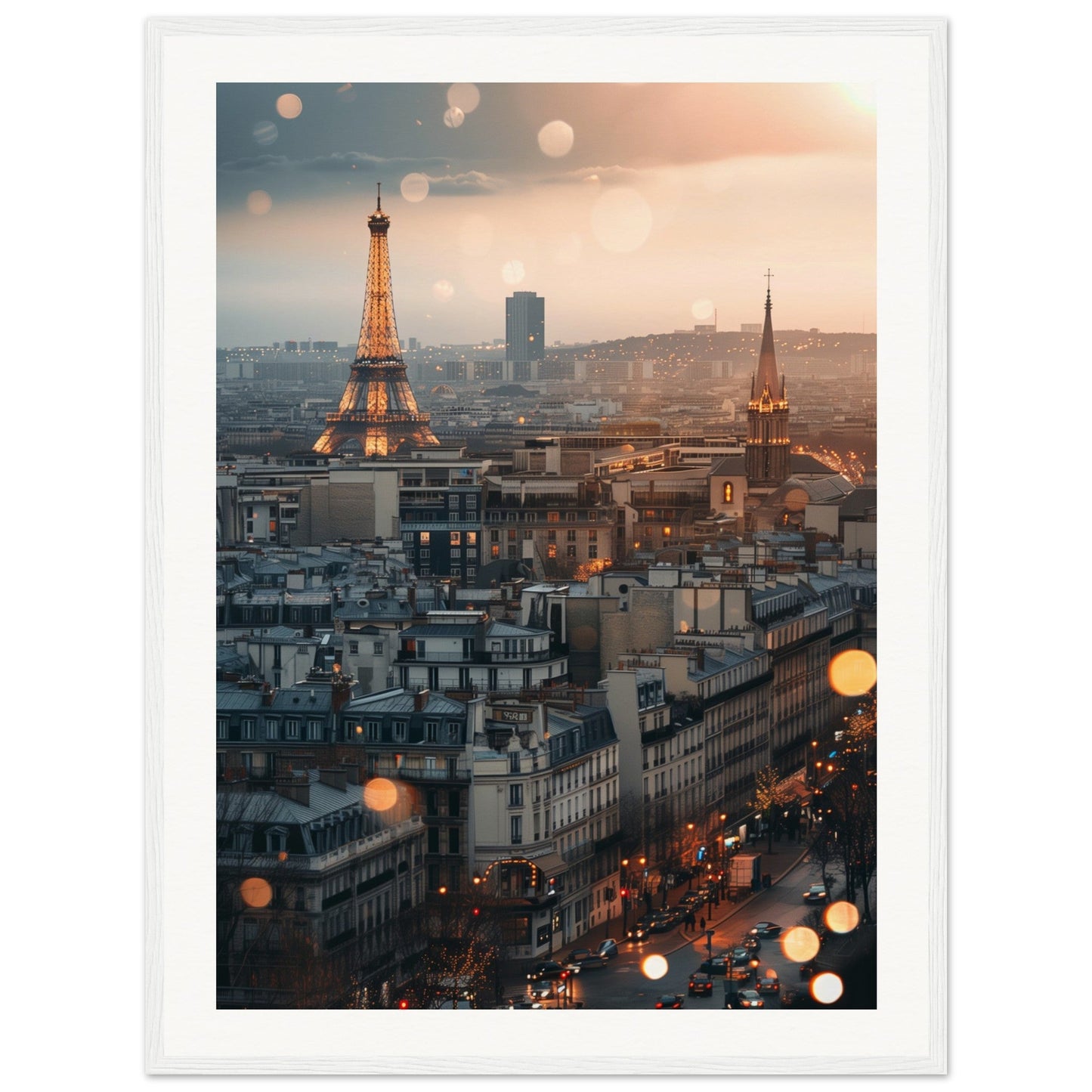 Affiche Ville Paris ( 60x80-cm-Bois-blanc)