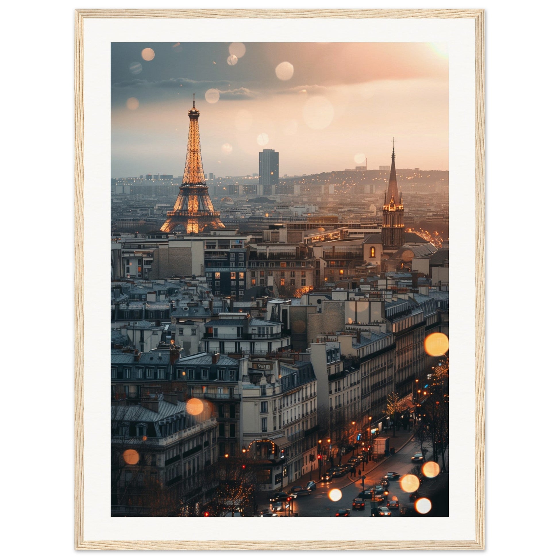 Affiche Ville Paris ( 60x80-cm-Bois-clair)