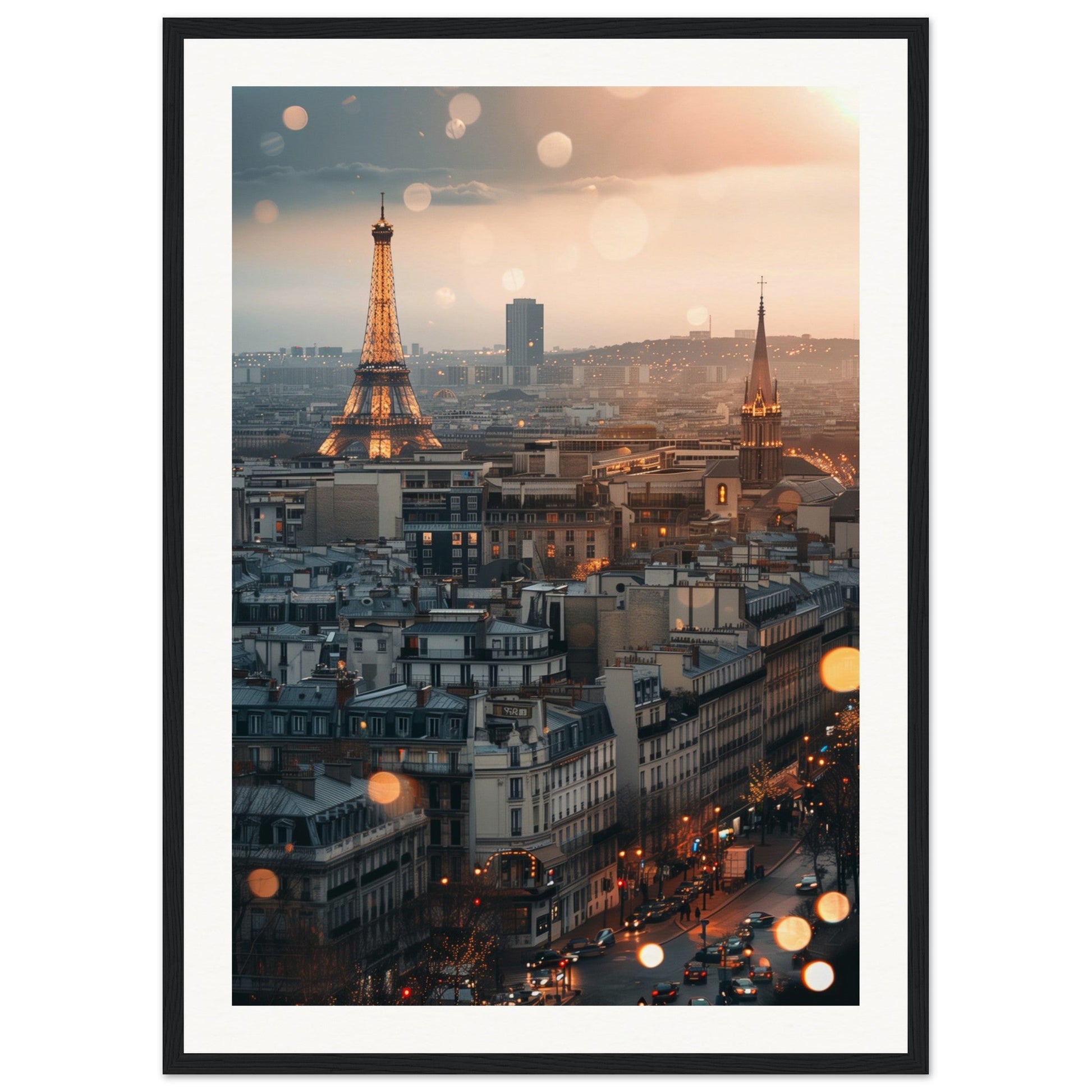 Affiche Ville Paris ( 50x70-cm-Bois-noir)