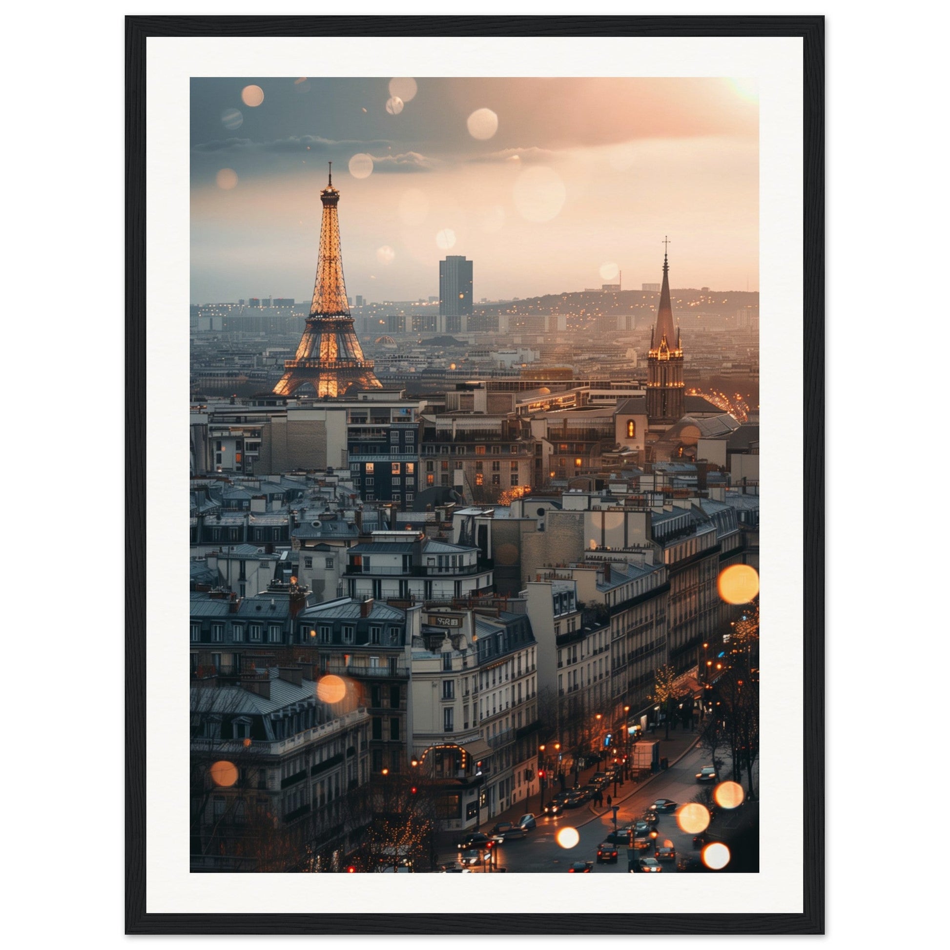 Affiche Ville Paris ( 45x60-cm-Bois-noir)