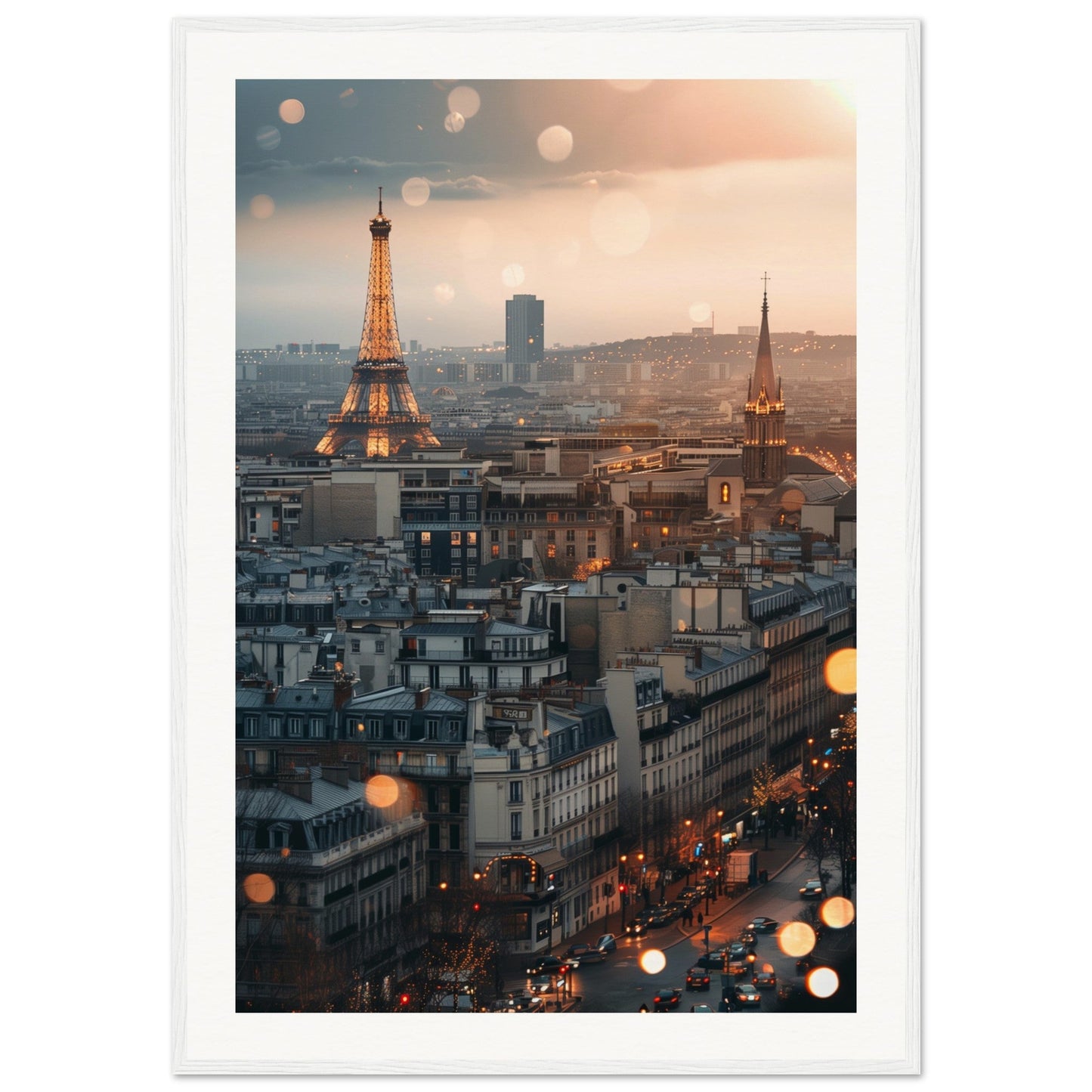 Affiche Ville Paris ( 70x100-cm-Bois-blanc)