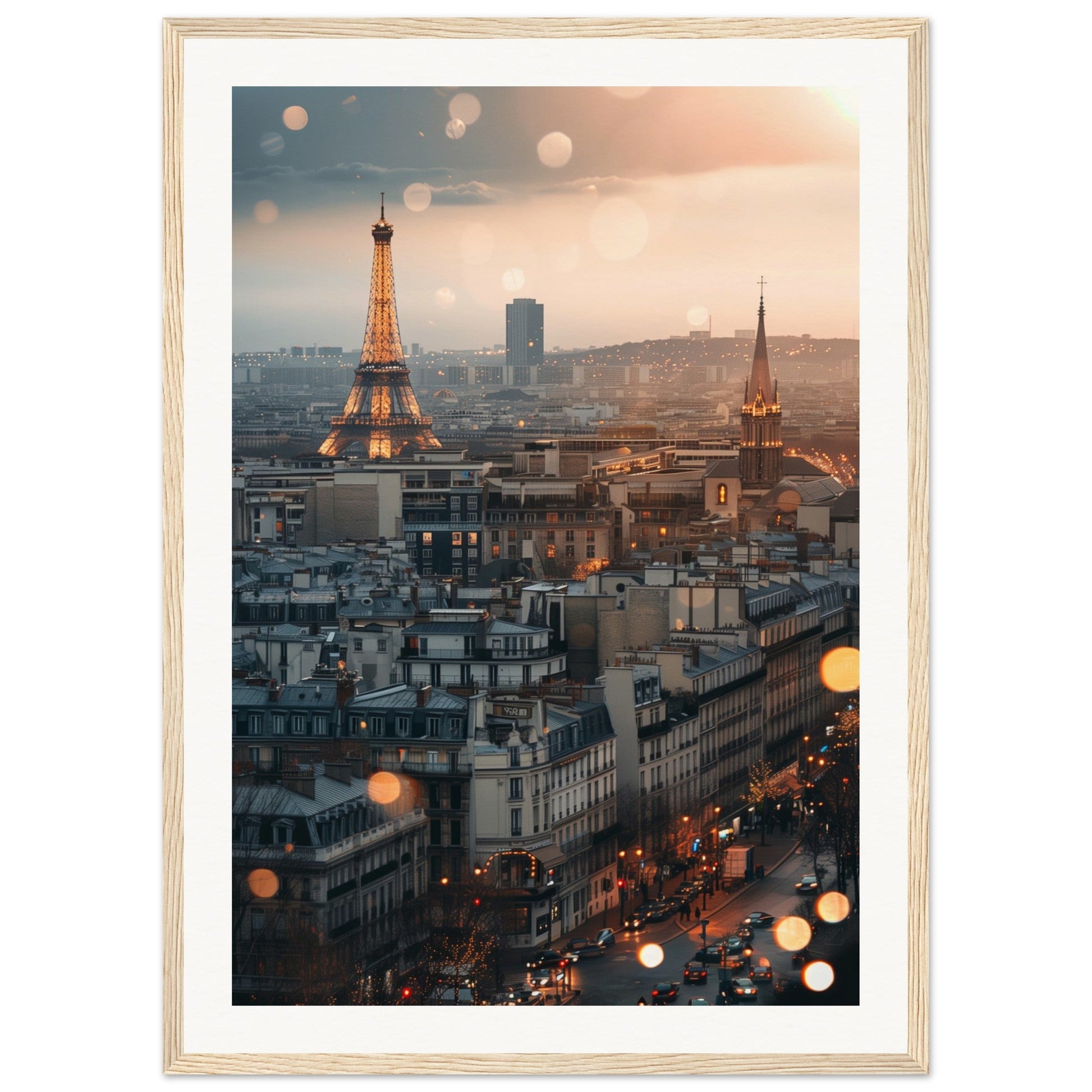 Affiche Ville Paris ( 50x70-cm-Bois-clair)