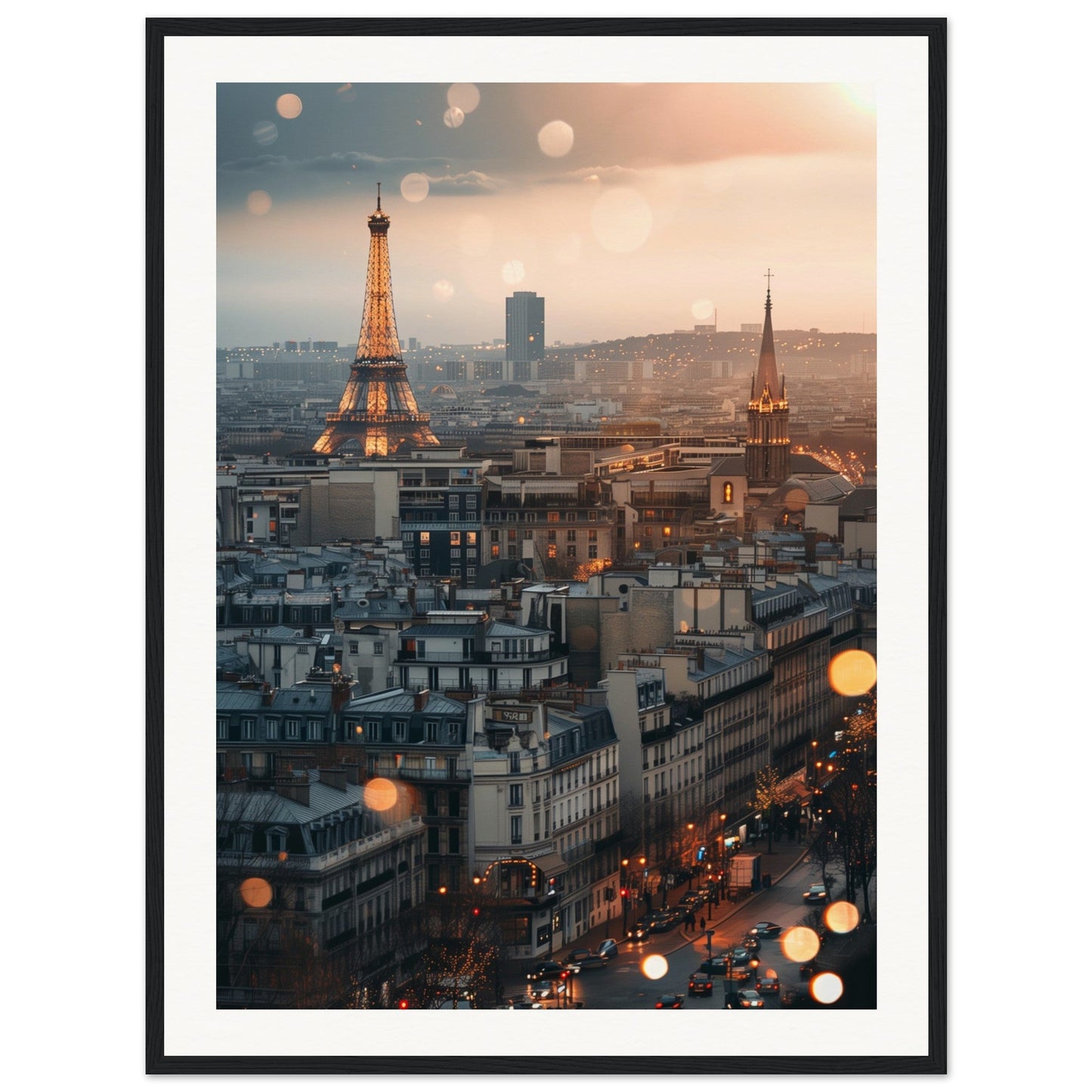 Affiche Ville Paris ( 60x80-cm-Bois-noir)