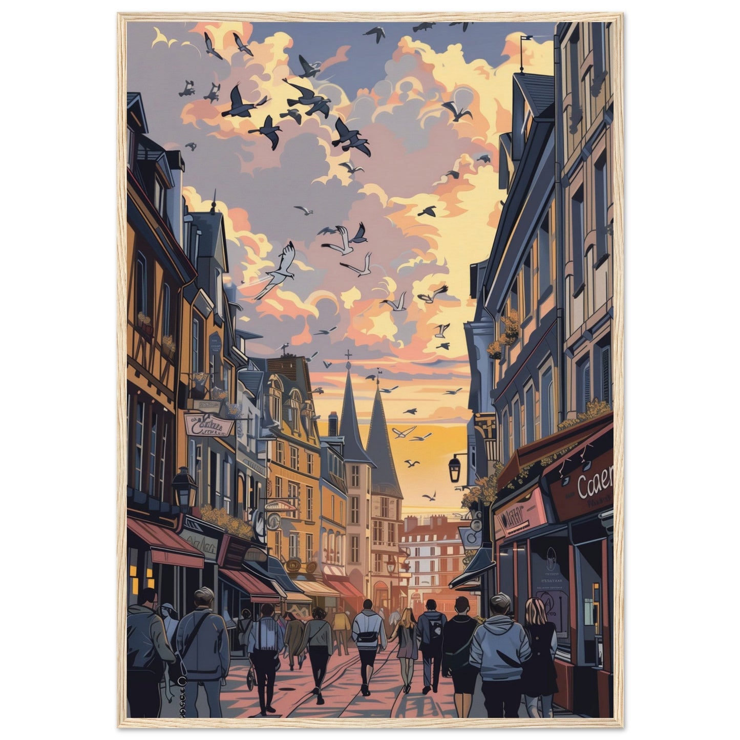 Affiche Ville de Caen ( 70x100-cm-Bois-clair)