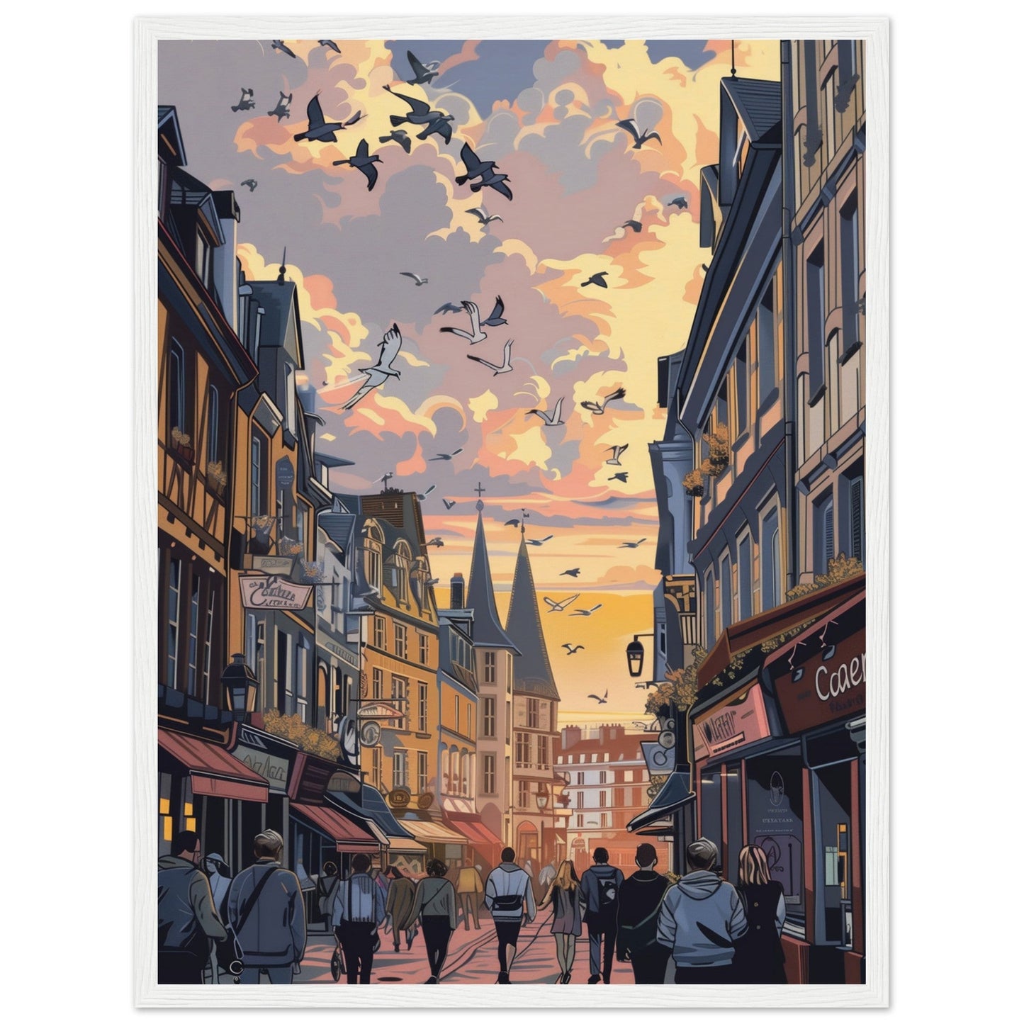 Affiche Ville de Caen ( 45x60-cm-Bois-blanc)