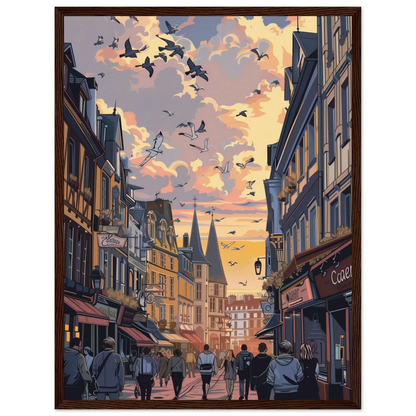 Affiche Ville de Caen ( 45x60-cm-Bois-foncé)