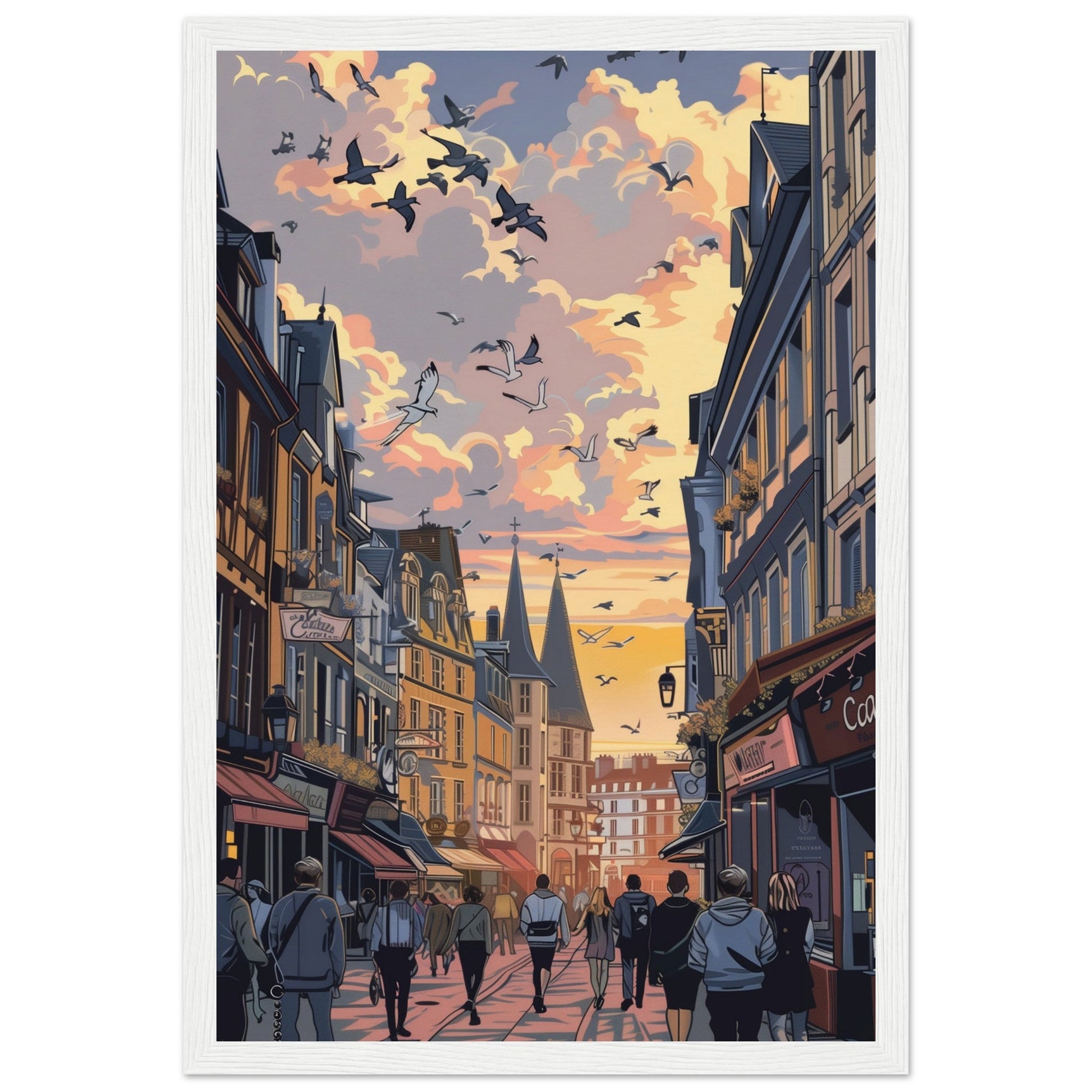 Affiche Ville de Caen ( 30x45-cm-Bois-blanc)