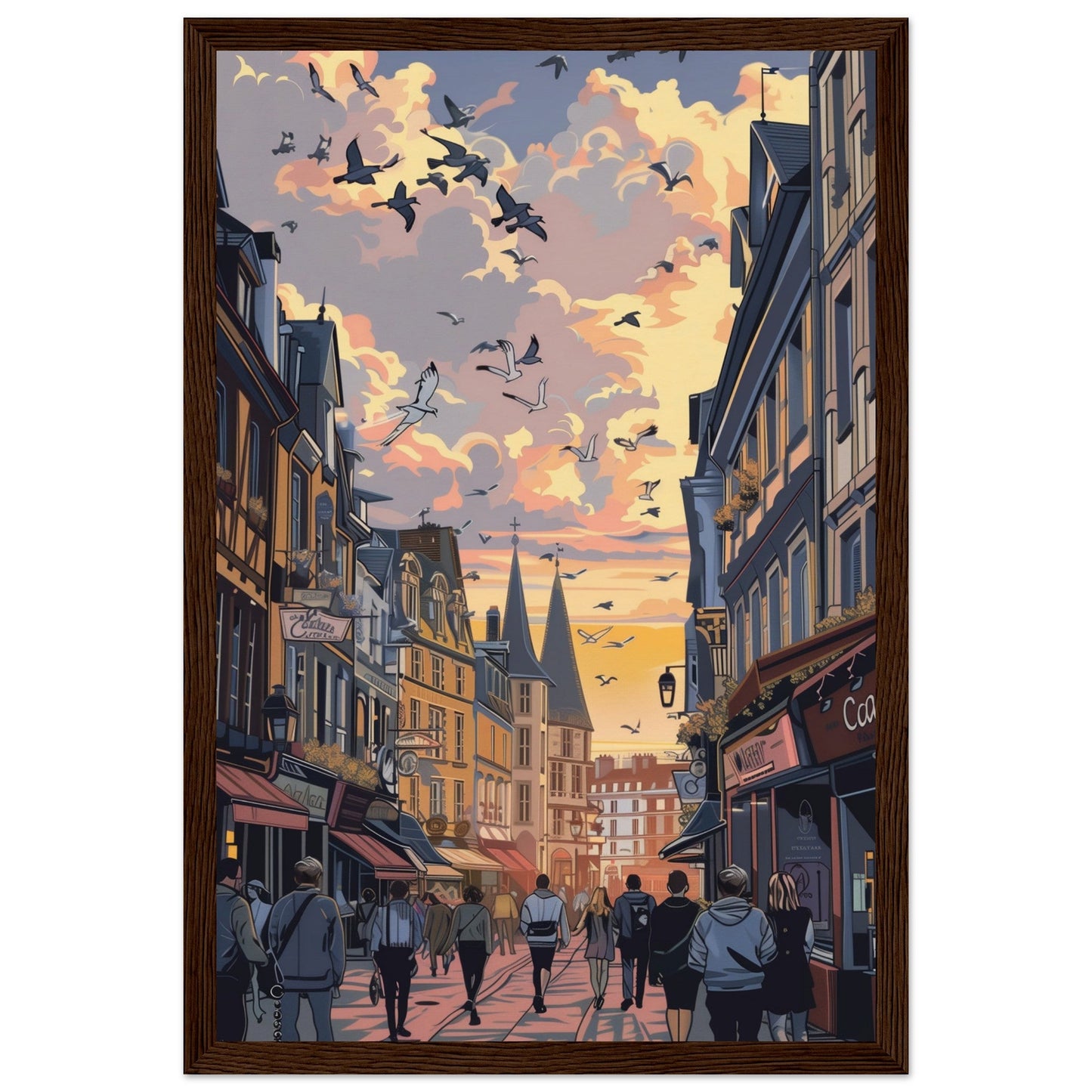 Affiche Ville de Caen ( 30x45-cm-Bois-foncé)