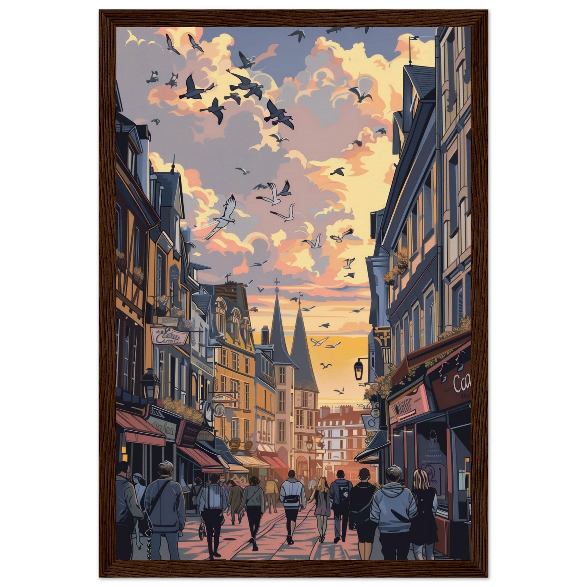 Affiche Ville de Caen ( 30x45-cm-Bois-foncé)