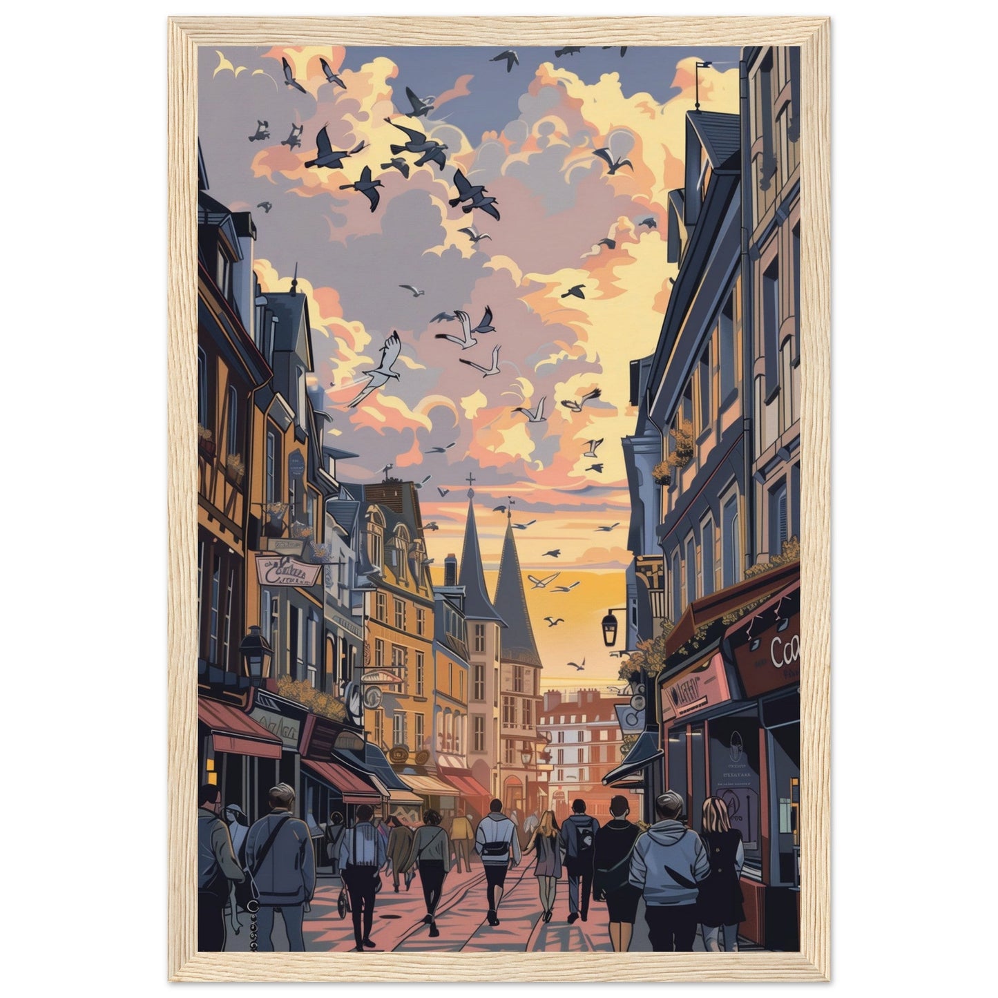 Affiche Ville de Caen ( 30x45-cm-Bois-clair)