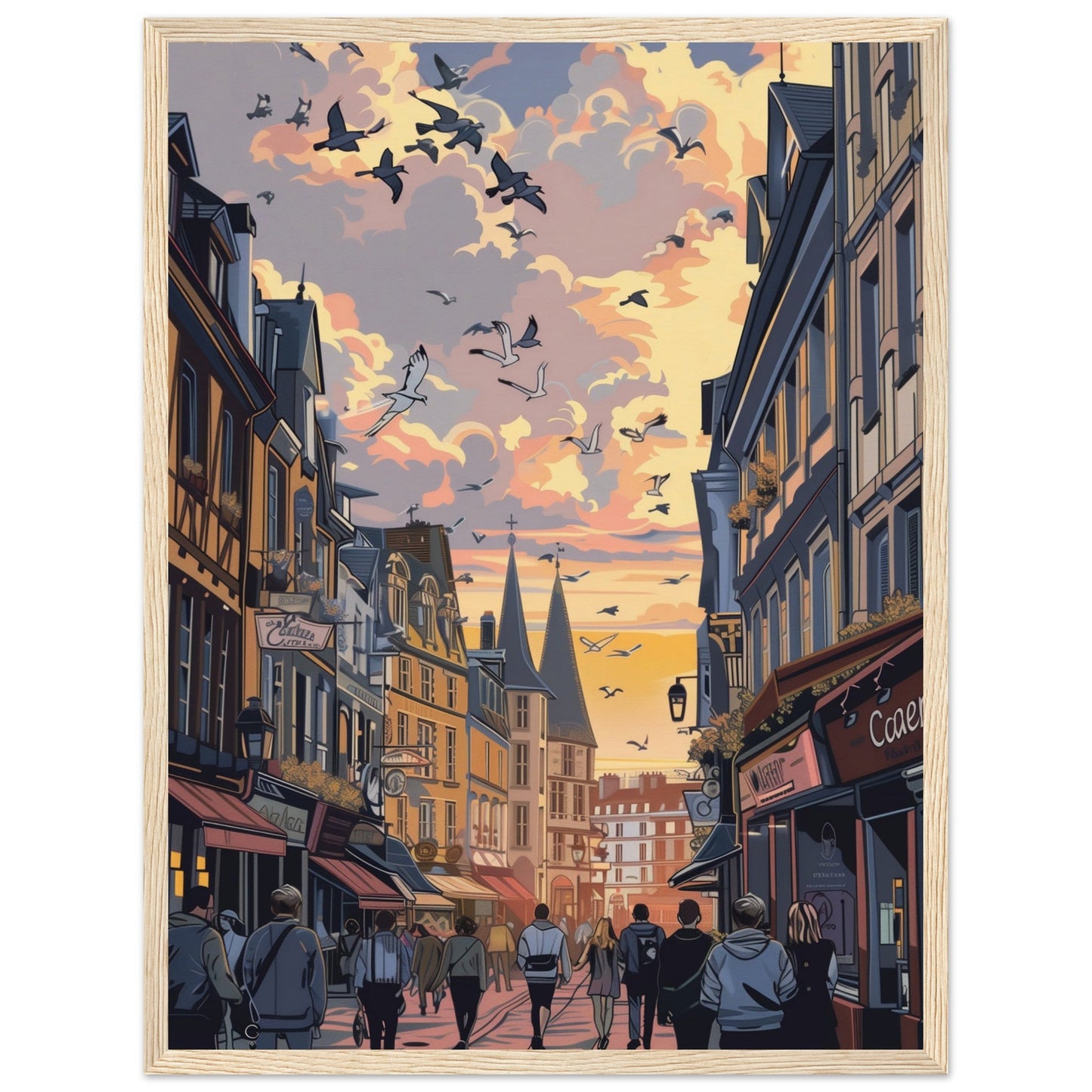 Affiche Ville de Caen ( 45x60-cm-Bois-clair)