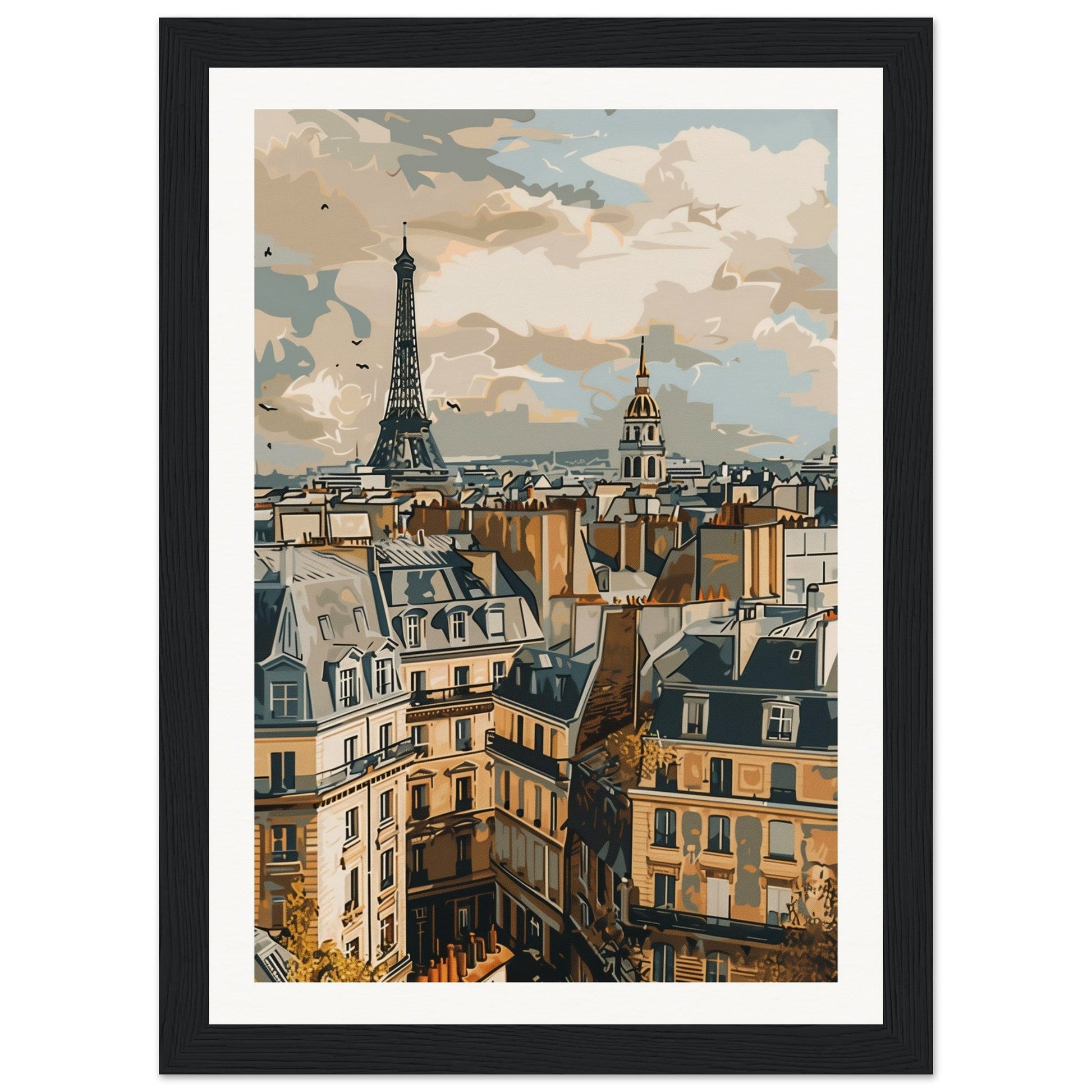 Affiche Ville de France ( 21x29.7-cm-Bois-noir)