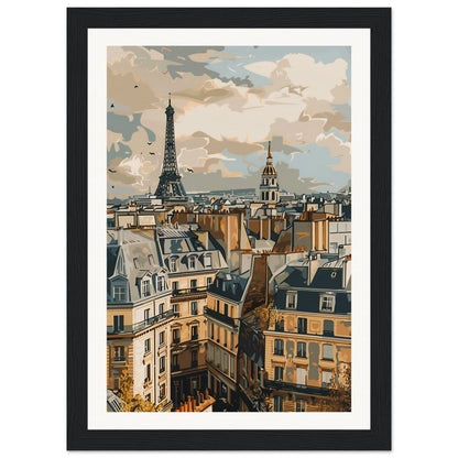 Affiche Ville de France ( 21x29.7-cm-Bois-noir)