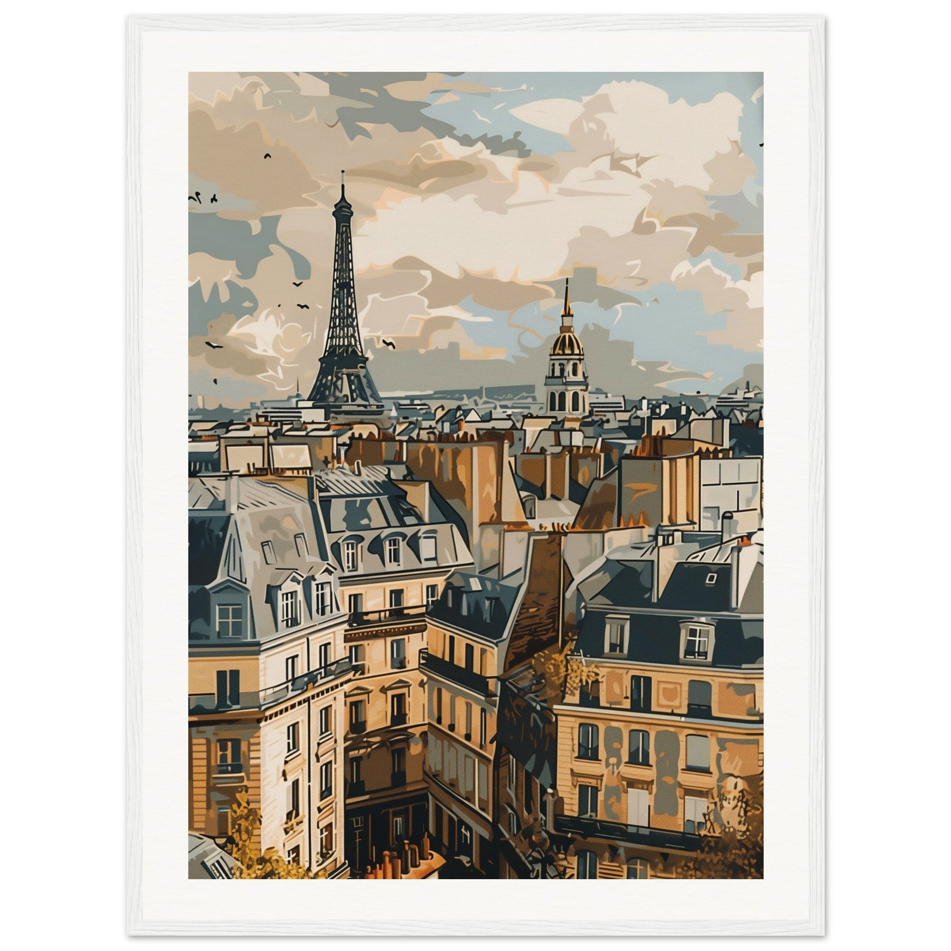 Affiche Ville de France ( 60x80-cm-Bois-blanc)