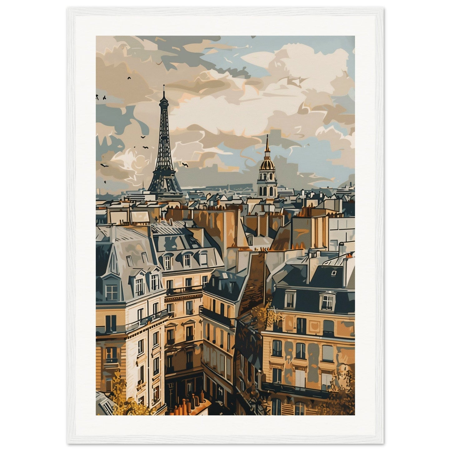 Affiche Ville de France ( 50x70-cm-Bois-blanc)