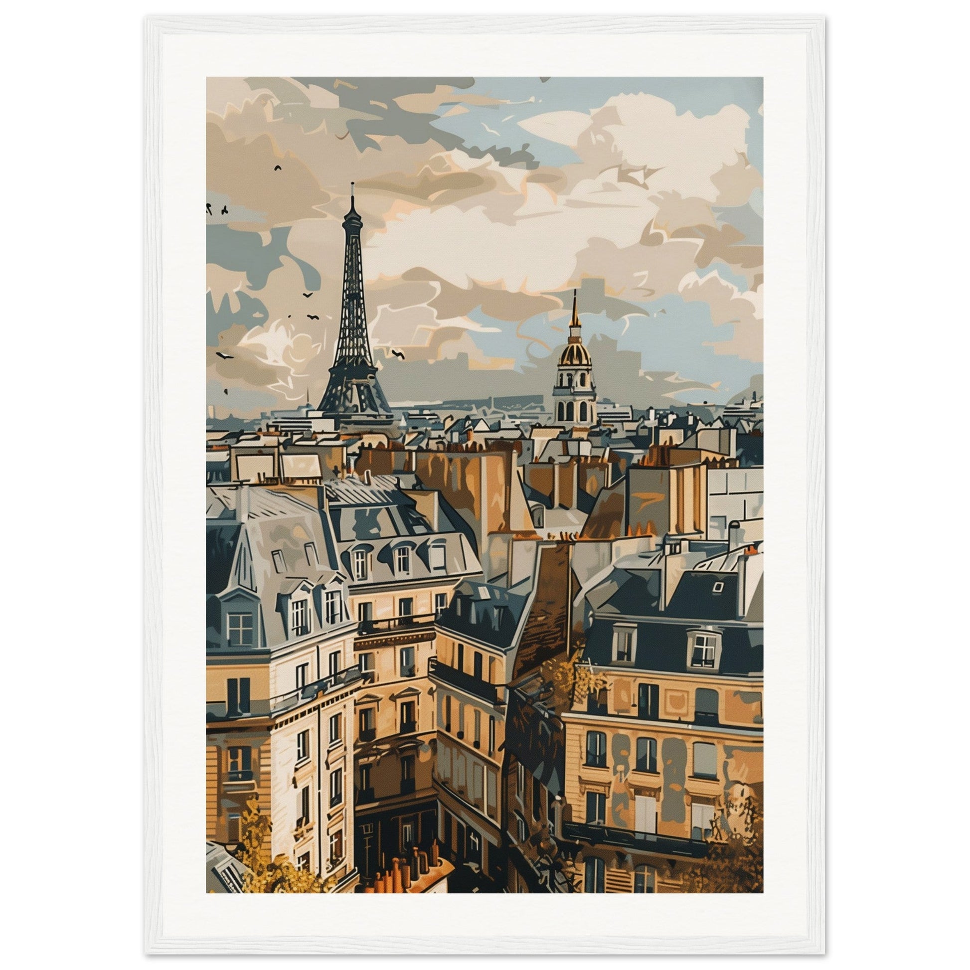 Affiche Ville de France ( 50x70-cm-Bois-blanc)