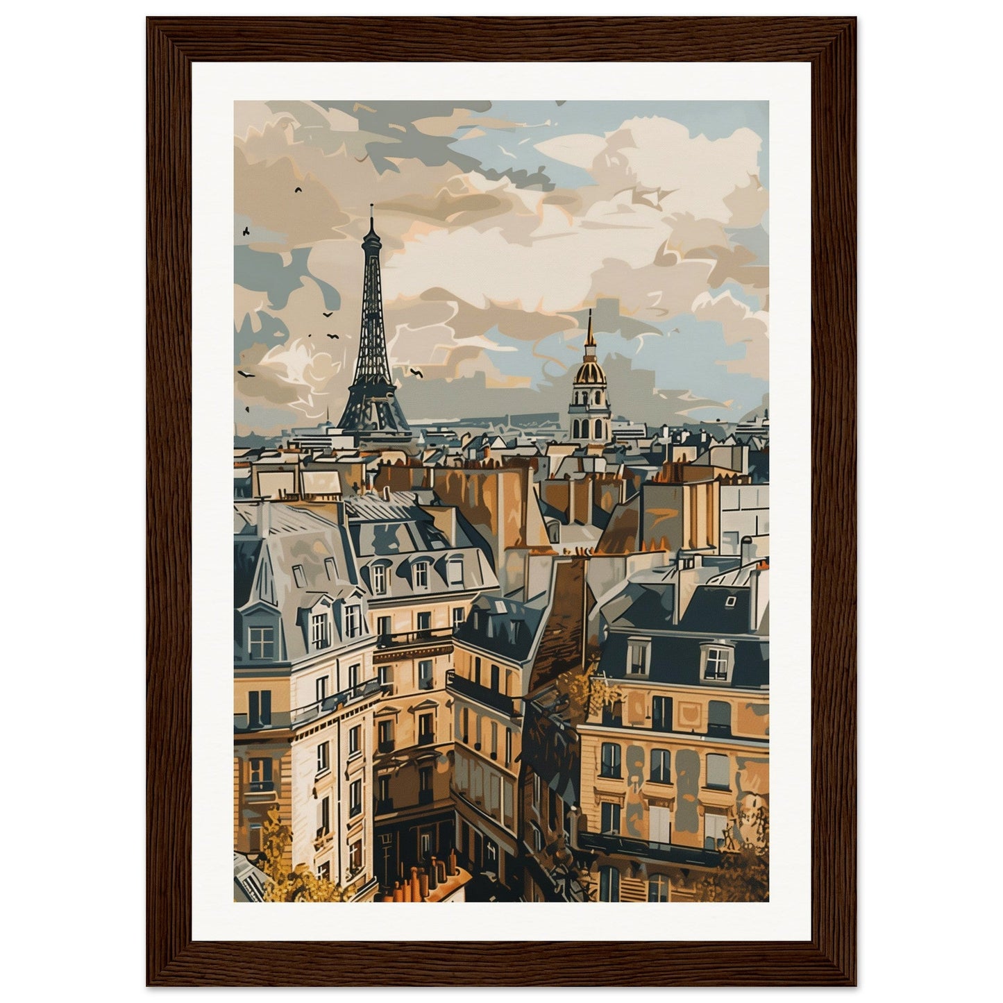 Affiche Ville de France ( 21x29.7-cm-Bois-foncé)