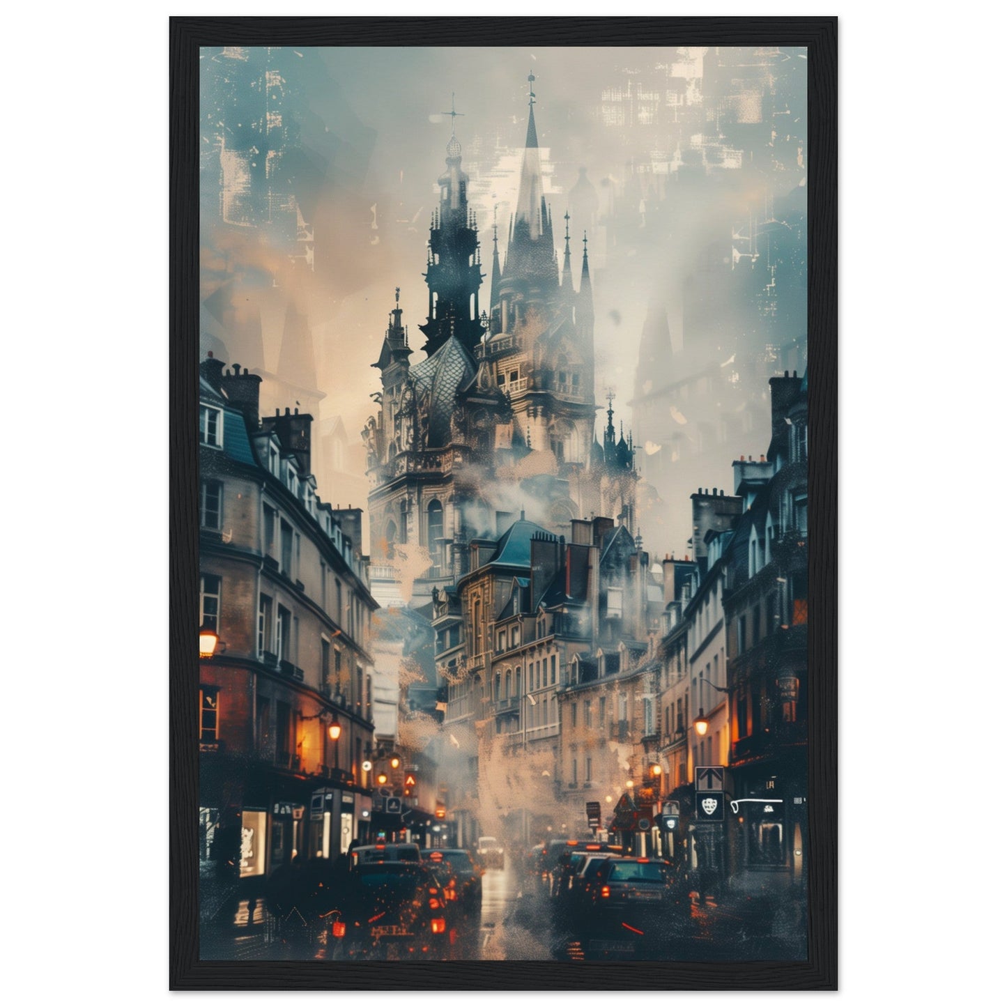 Affiche Ville de Nantes ( 30x45-cm-Bois-noir)