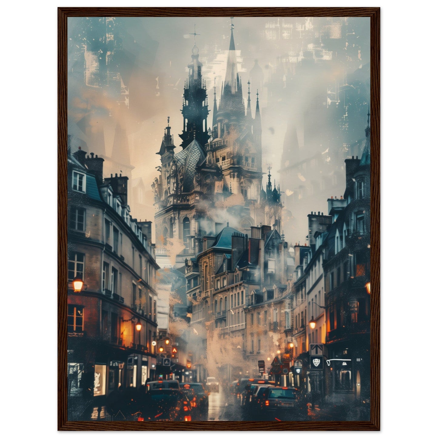 Affiche Ville de Nantes ( 45x60-cm-Bois-foncé)