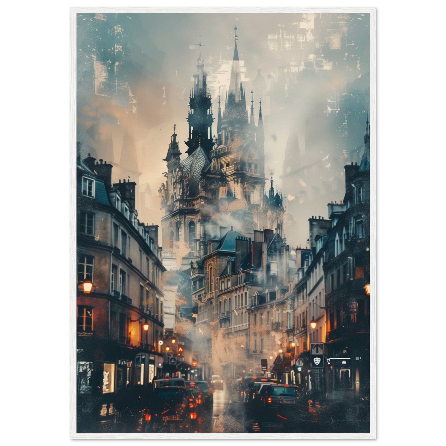 Affiche Ville de Nantes ( 70x100-cm-Bois-blanc)