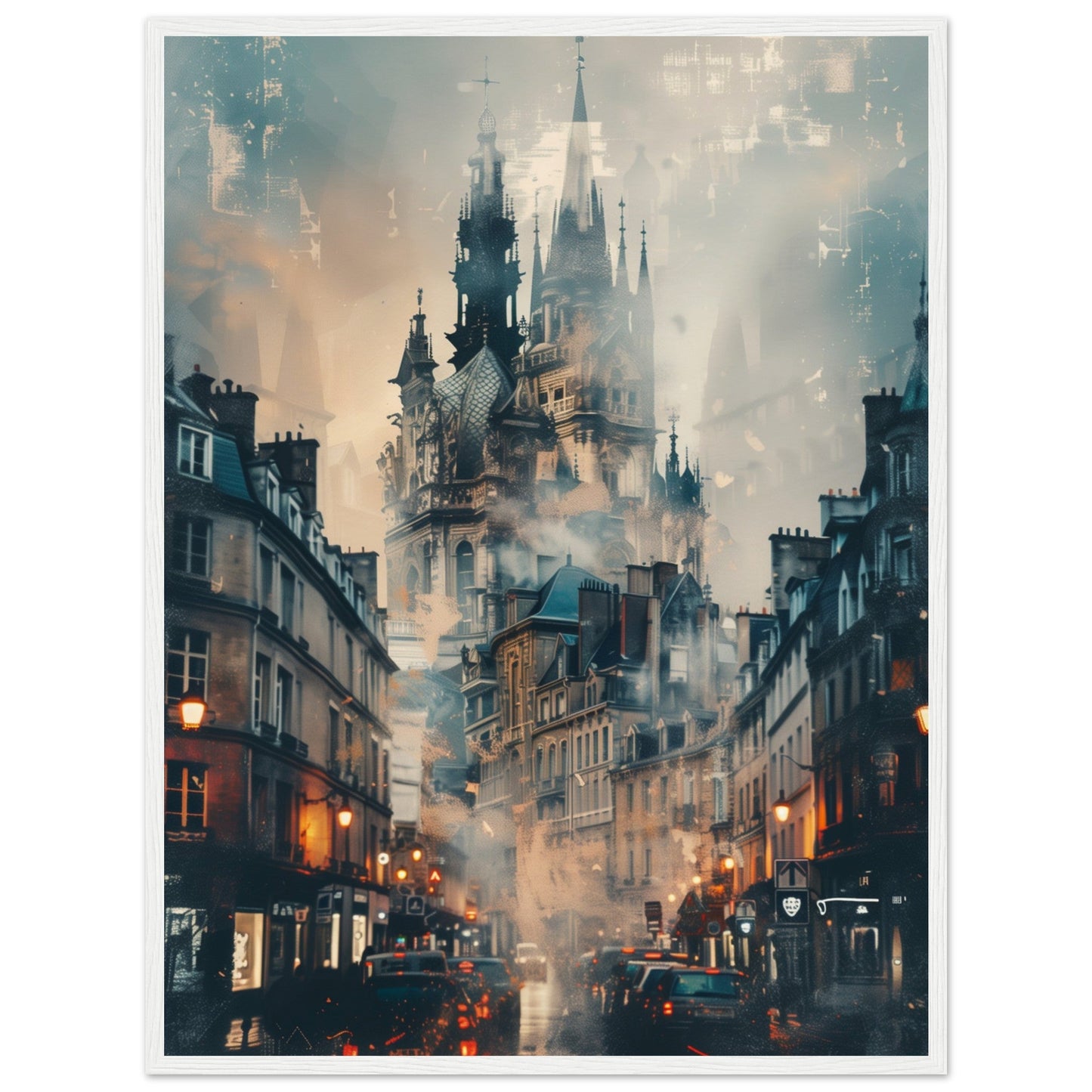 Affiche Ville de Nantes ( 60x80-cm-Bois-blanc)