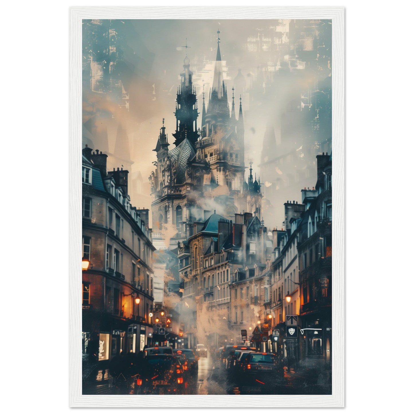 Affiche Ville de Nantes ( 30x45-cm-Bois-blanc)