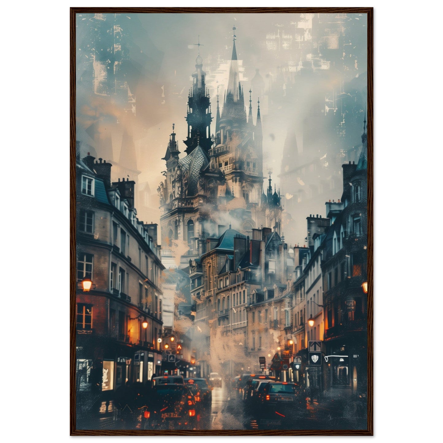 Affiche Ville de Nantes ( 70x100-cm-Bois-foncé)