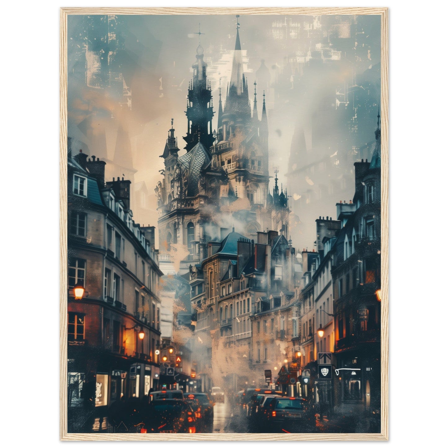 Affiche Ville de Nantes ( 60x80-cm-Bois-clair)