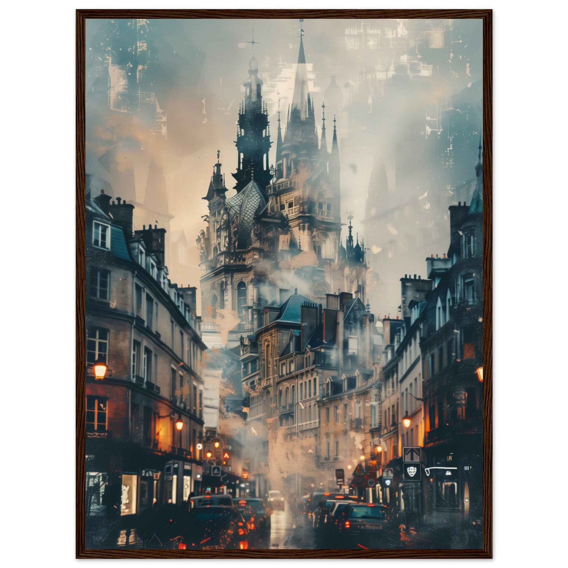 Affiche Ville de Nantes ( 60x80-cm-Bois-foncé)