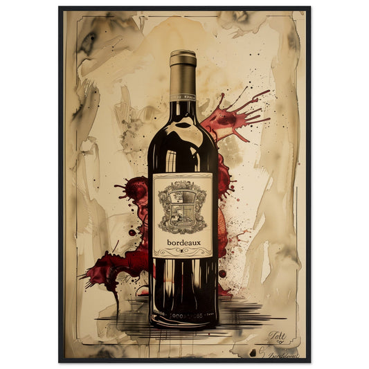 Affiche Vin Bordeaux ( 70x100-cm-Bois-noir)