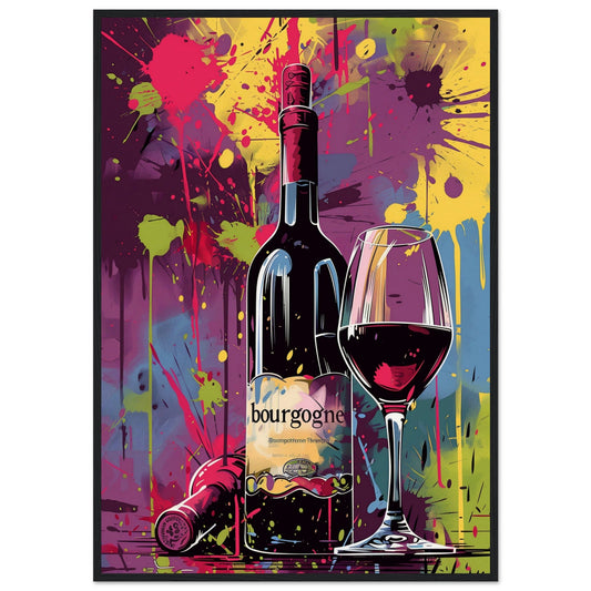 Affiche Vin Bourgogne ( 70x100-cm-Bois-noir)