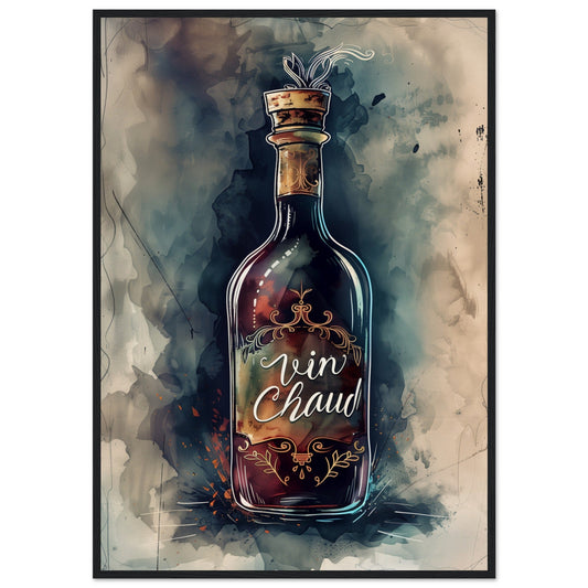 Affiche Vin Chaud ( 70x100-cm-Bois-noir)