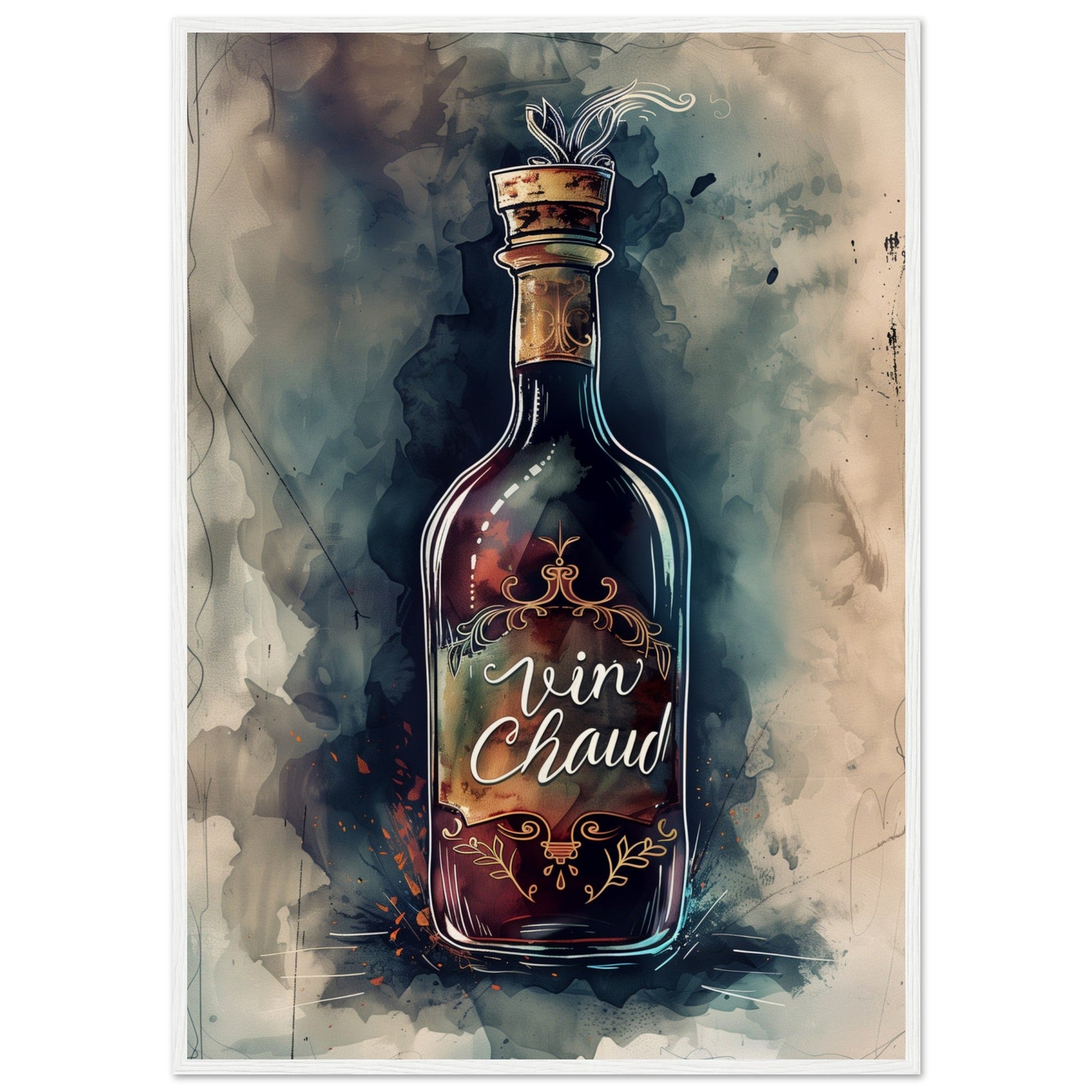 Affiche Vin Chaud ( 70x100-cm-Bois-blanc)