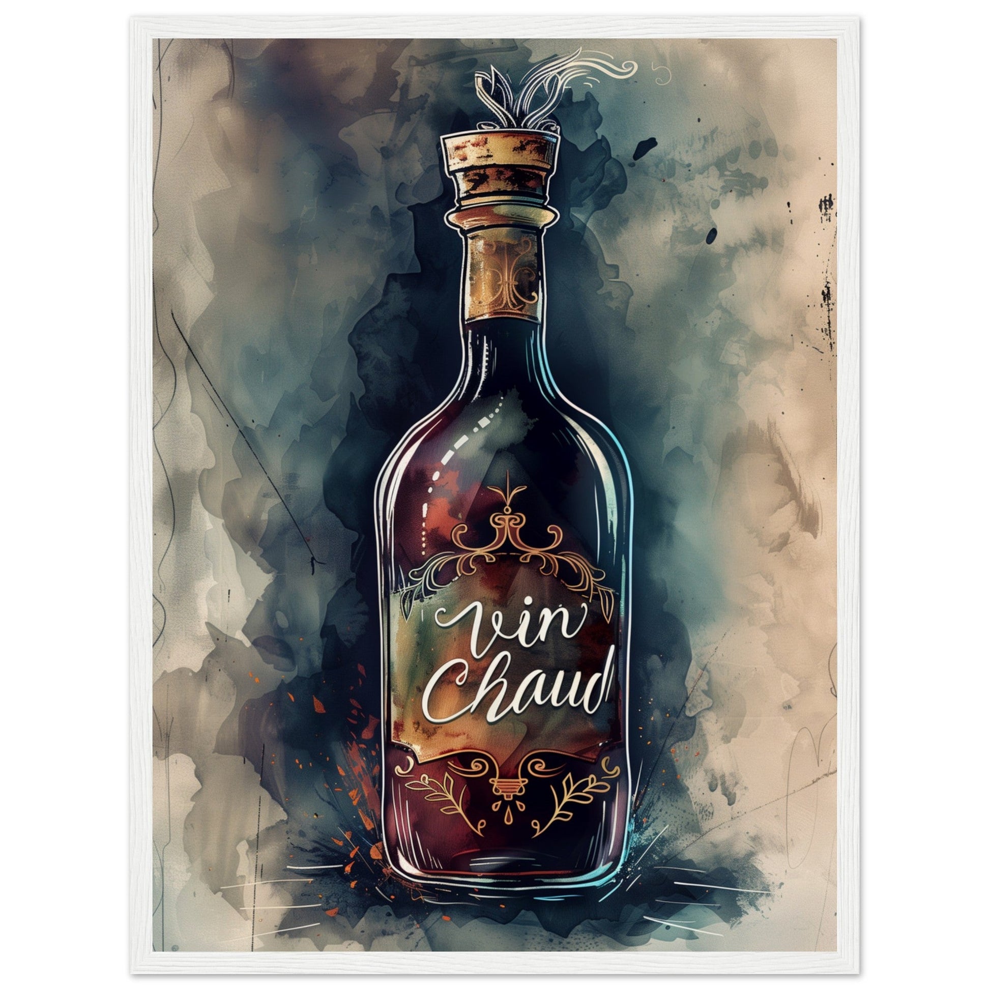 Affiche Vin Chaud ( 45x60-cm-Bois-blanc)