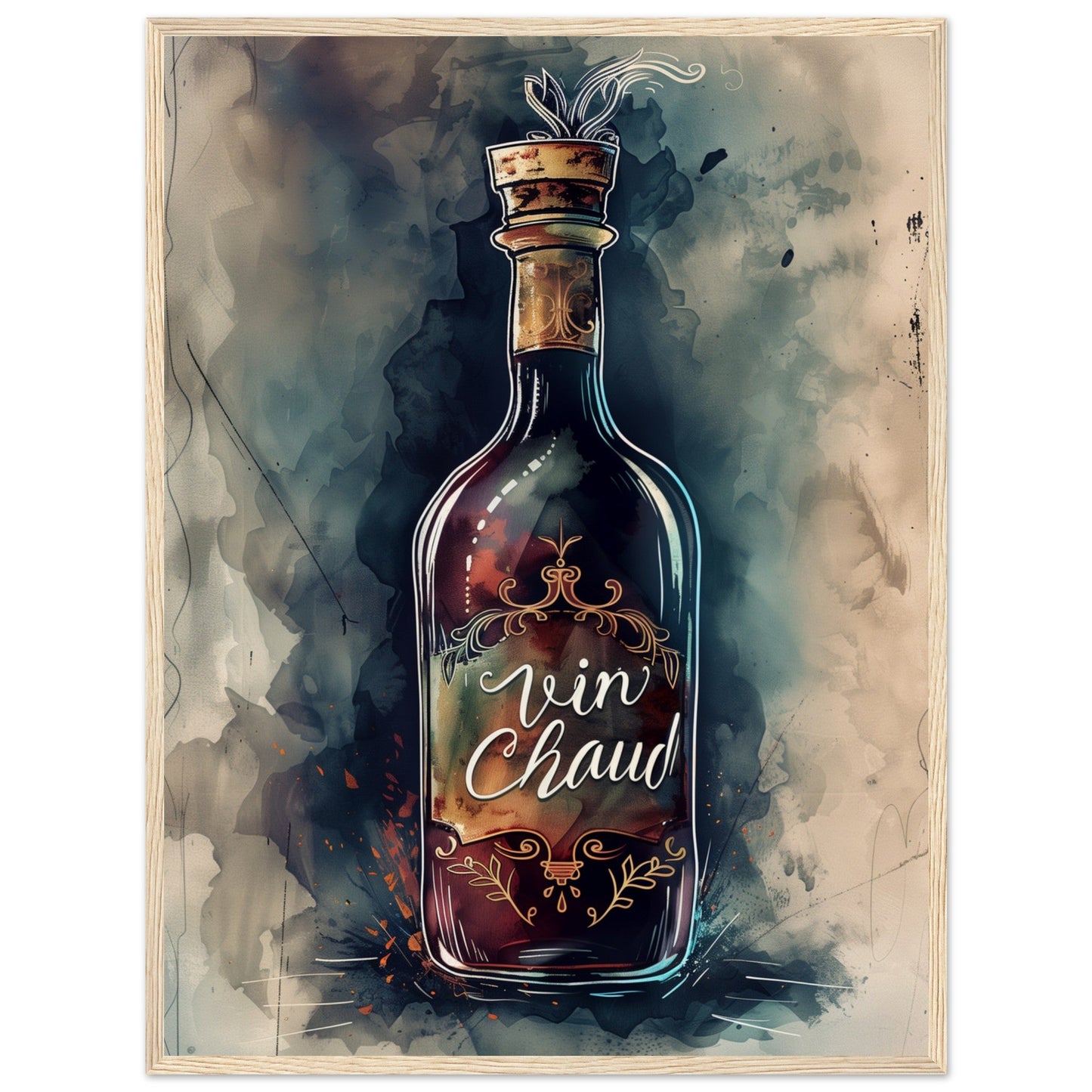 Affiche Vin Chaud ( 60x80-cm-Bois-clair)