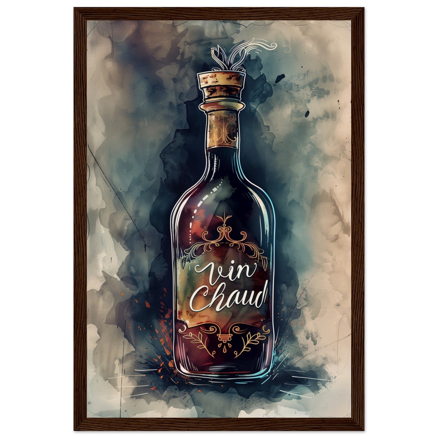 Affiche Vin Chaud ( 30x45-cm-Bois-foncé)